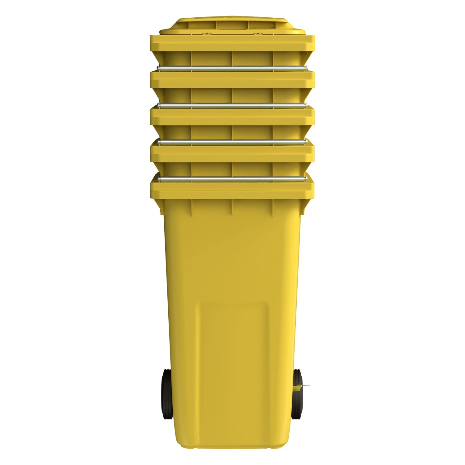 Мусорный контейнер 240 л iPlast жёлтый 2-колёсный (д. 200 мм) с жёлтой крышкой NEW (20.808) 8-000000030