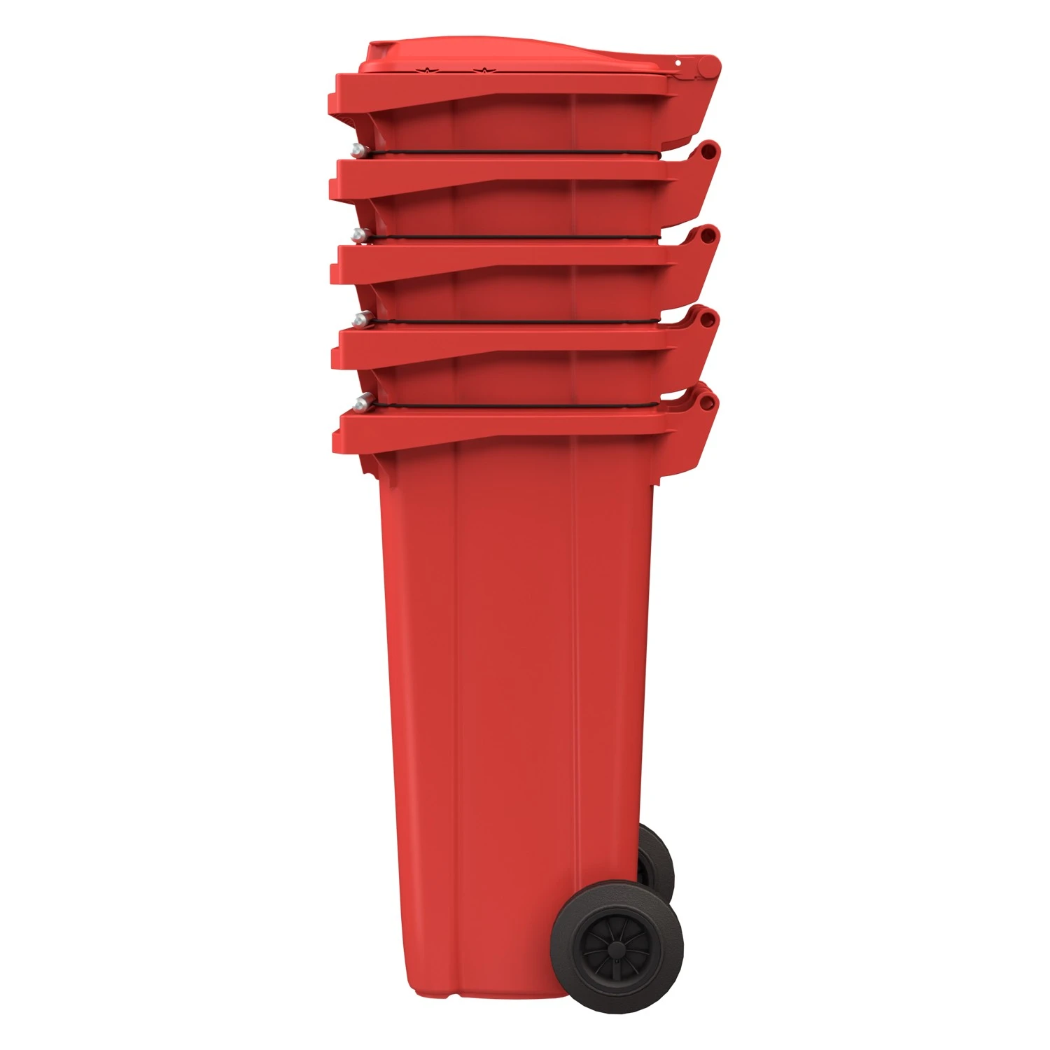 Мусорный контейнер 120 л iPlast красный 2-колёсный (д. 200 мм) с красной крышкой NEW (20.805) 8-000000034