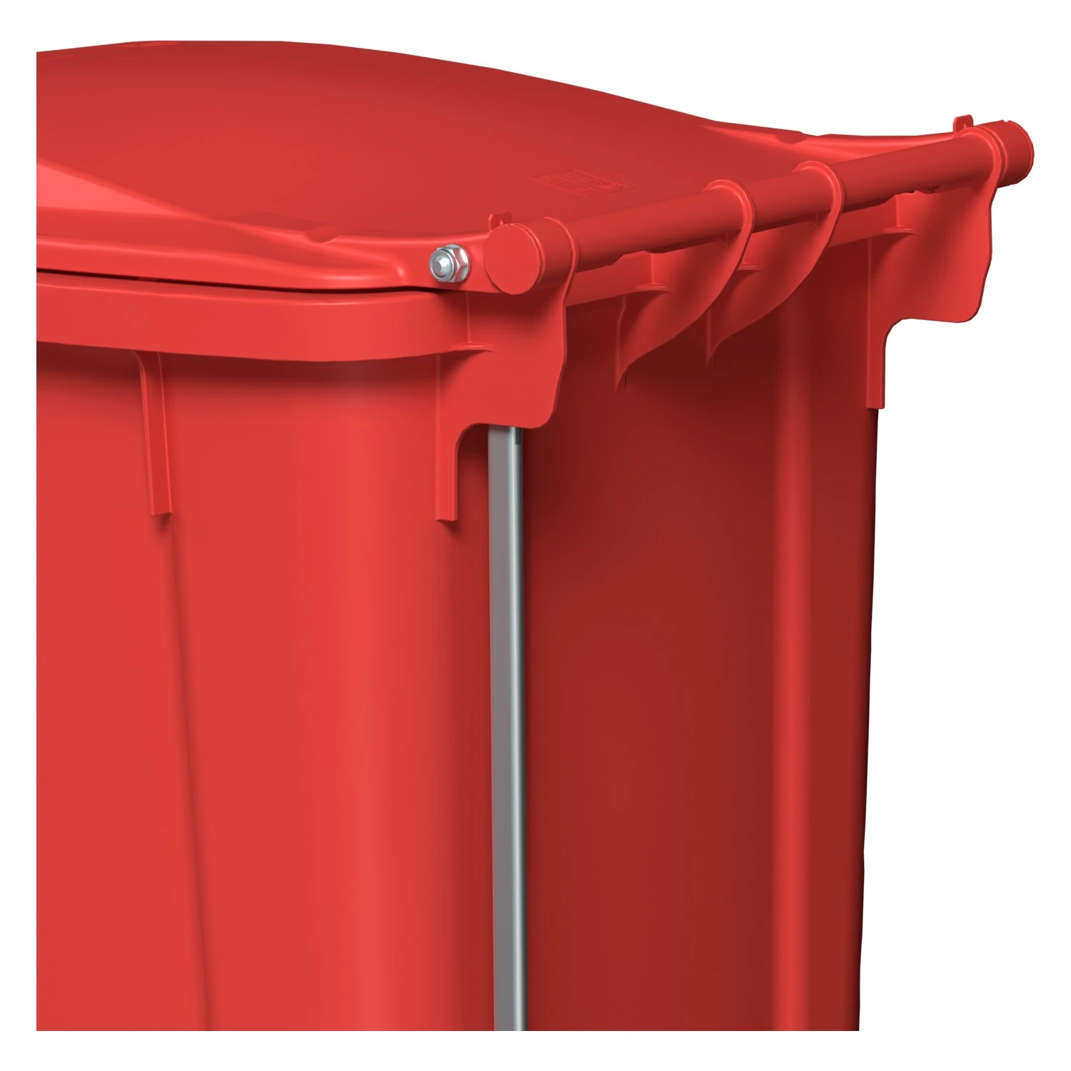Мусорный контейнер 240 л iPlast красный 2-колёсный (д. 200 мм) с красной крышкой NEW (20.808) 8-000000029