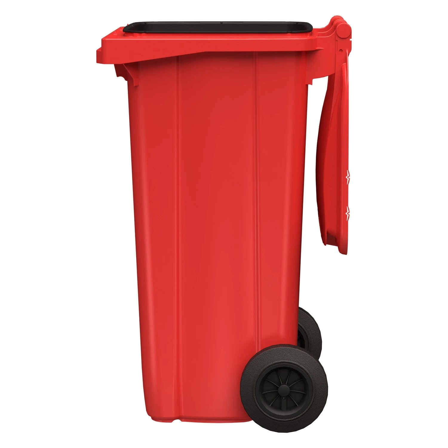 Мусорный контейнер 120 л iPlast красный 2-колёсный (д. 200 мм) с красной крышкой NEW (20.805) 8-000000034
