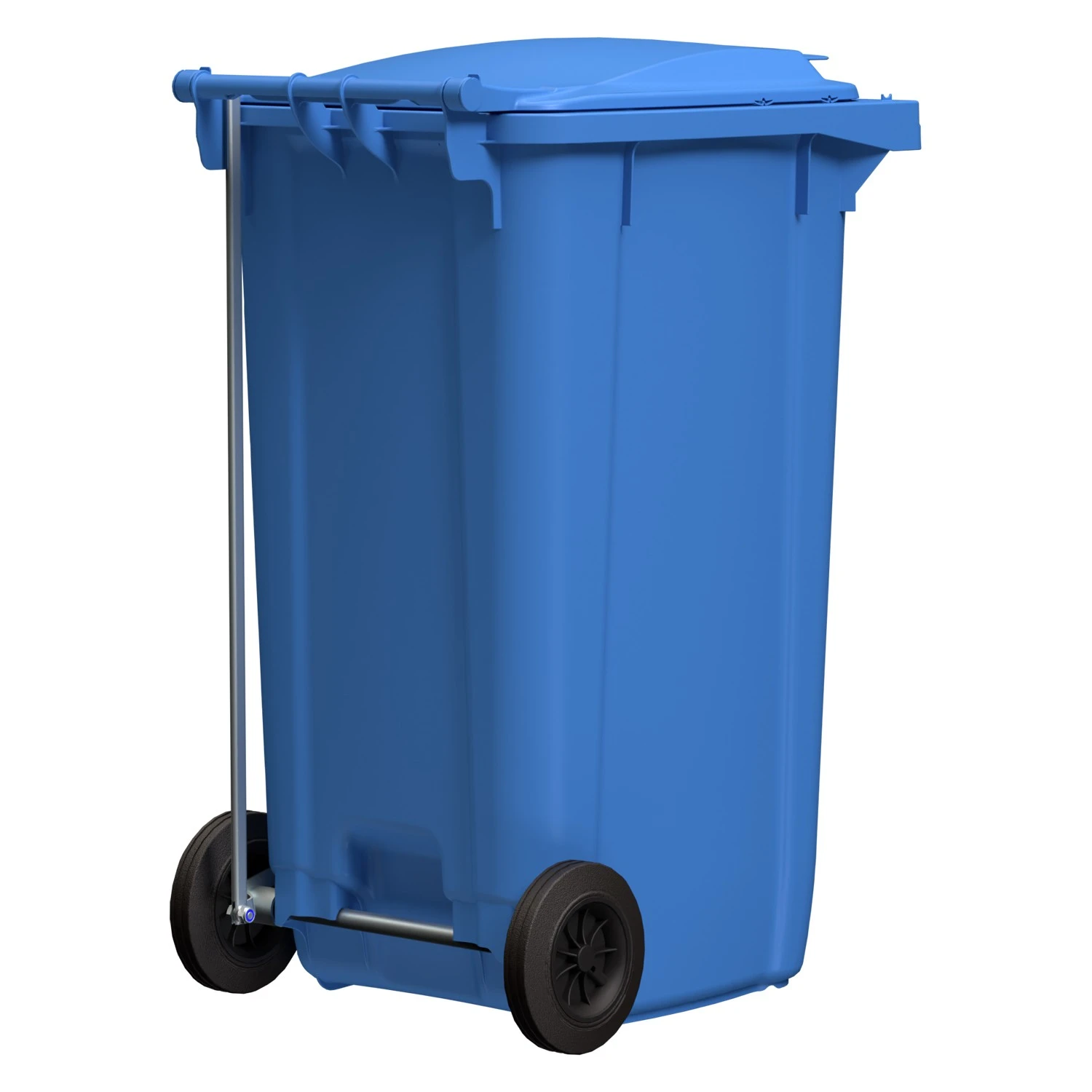 Мусорный контейнер 240 л iPlast тёмно-голубой 2-колёсный (д. 200 мм) с тёмно-голубой крышкой 8-000000028