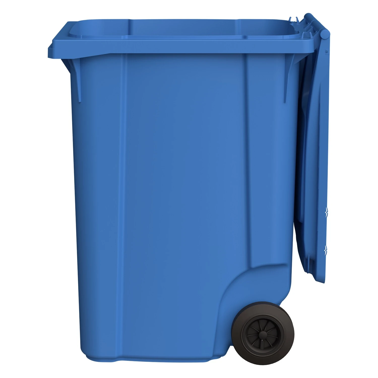 Мусорный контейнер 360 л iPlast тёмно-голубой 2-колёсный (д. 200 мм) с тёмно-голубой крышкой 8-000000025