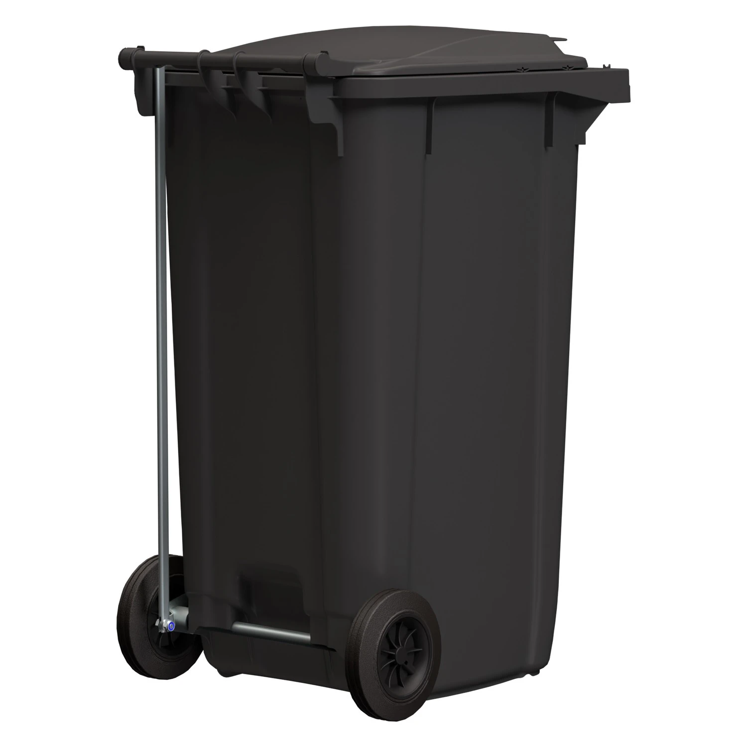 Мусорный контейнер 240 л iPlast тёмно-серый 2-колёсный (д. 200 мм) с тёмно-серой крышкой NEW (20.808) 8-000000026
