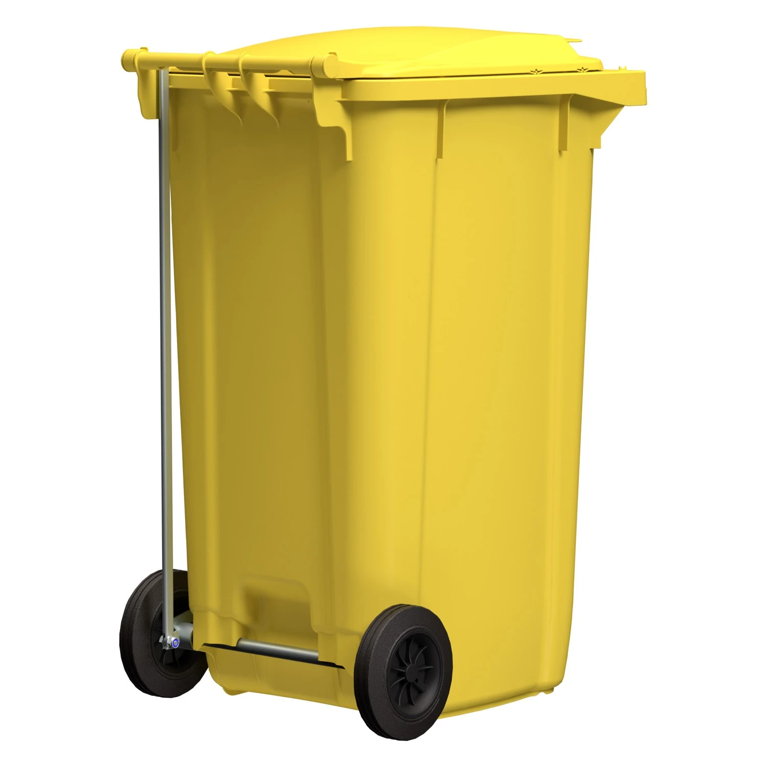 Мусорный контейнер 240 л iPlast жёлтый 2-колёсный (д. 200 мм) с жёлтой крышкой NEW (20.808) 8-000000030