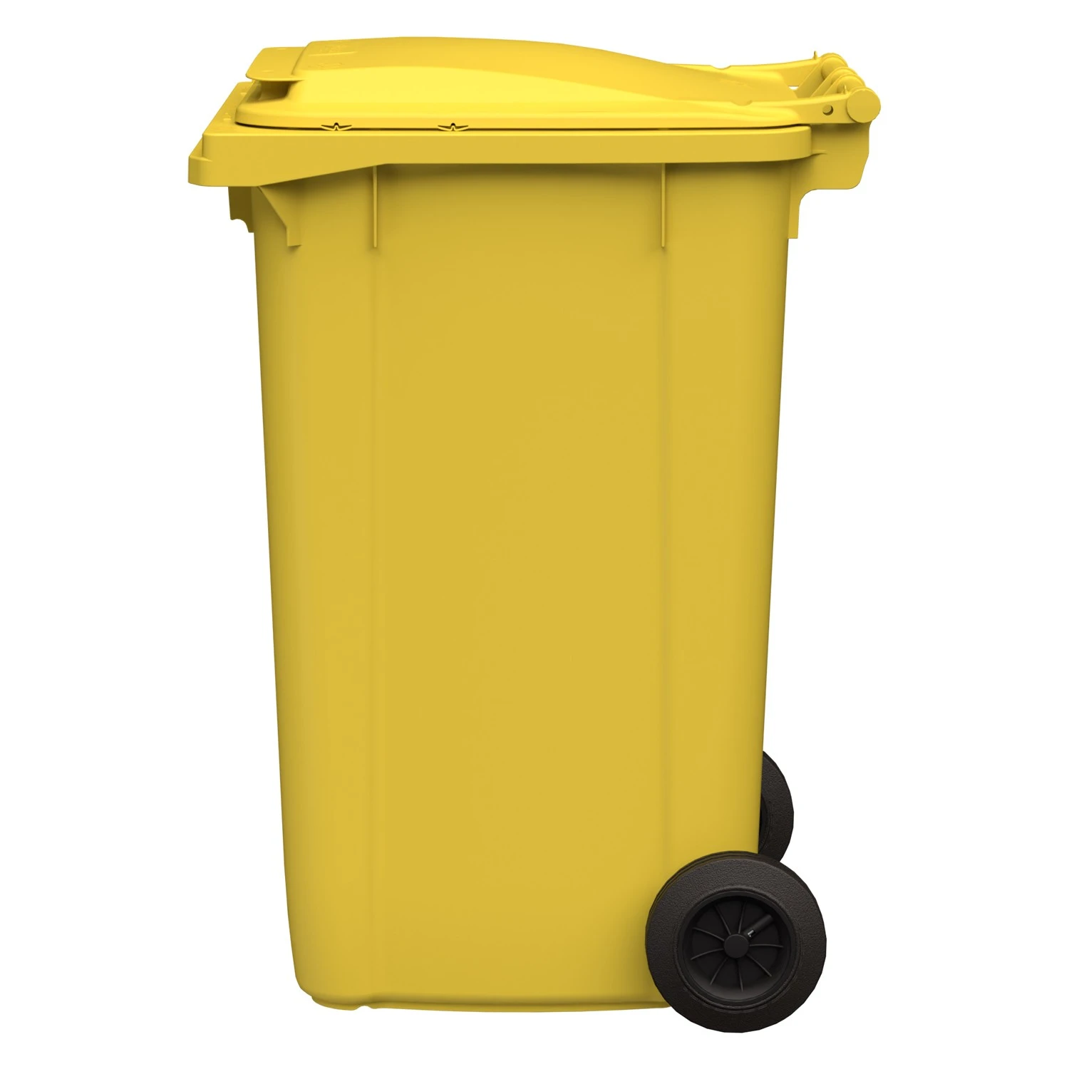 Мусорный контейнер 240 л iPlast жёлтый 2-колёсный (д. 200 мм) с жёлтой крышкой NEW (20.808) 8-000000030