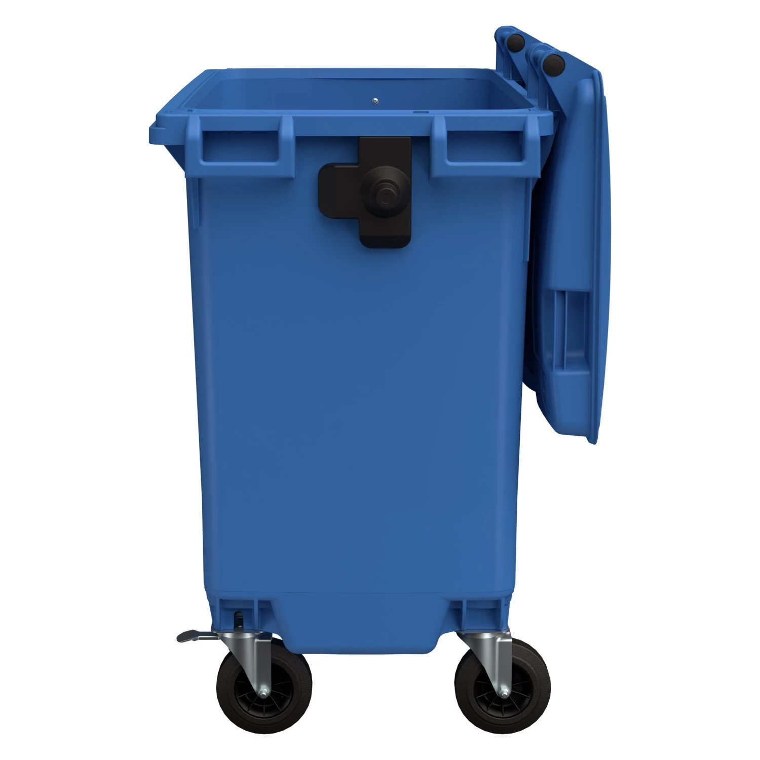 Мусорный контейнер 770 л iPlast тёмно-голубой 4-колёсный с тёмно-голубой крышкой 8-000000019
