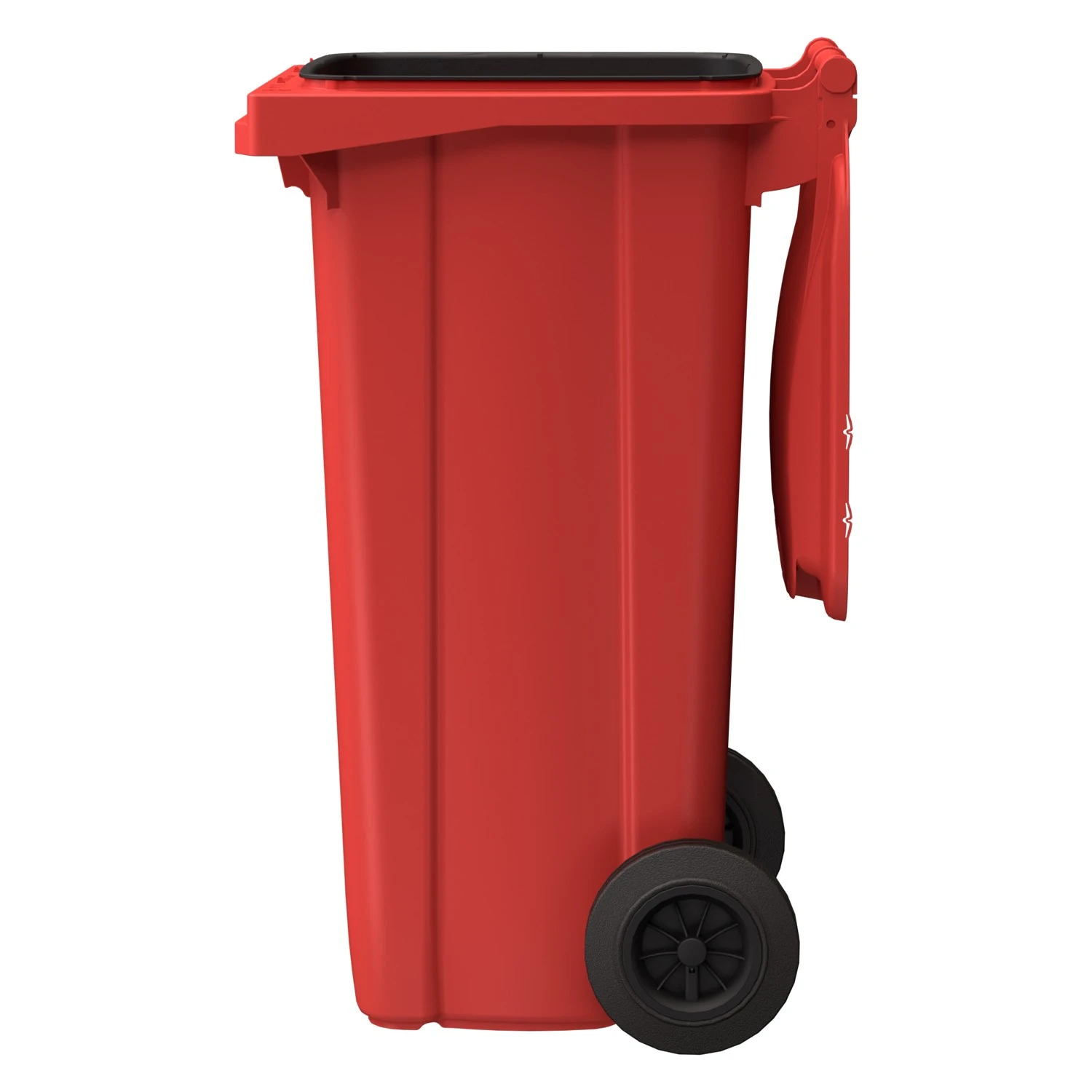 Мусорный контейнер 120 л iPlast красный 2-колёсный (д. 200 мм) с красной крышкой NEW (20.805) 8-000000034