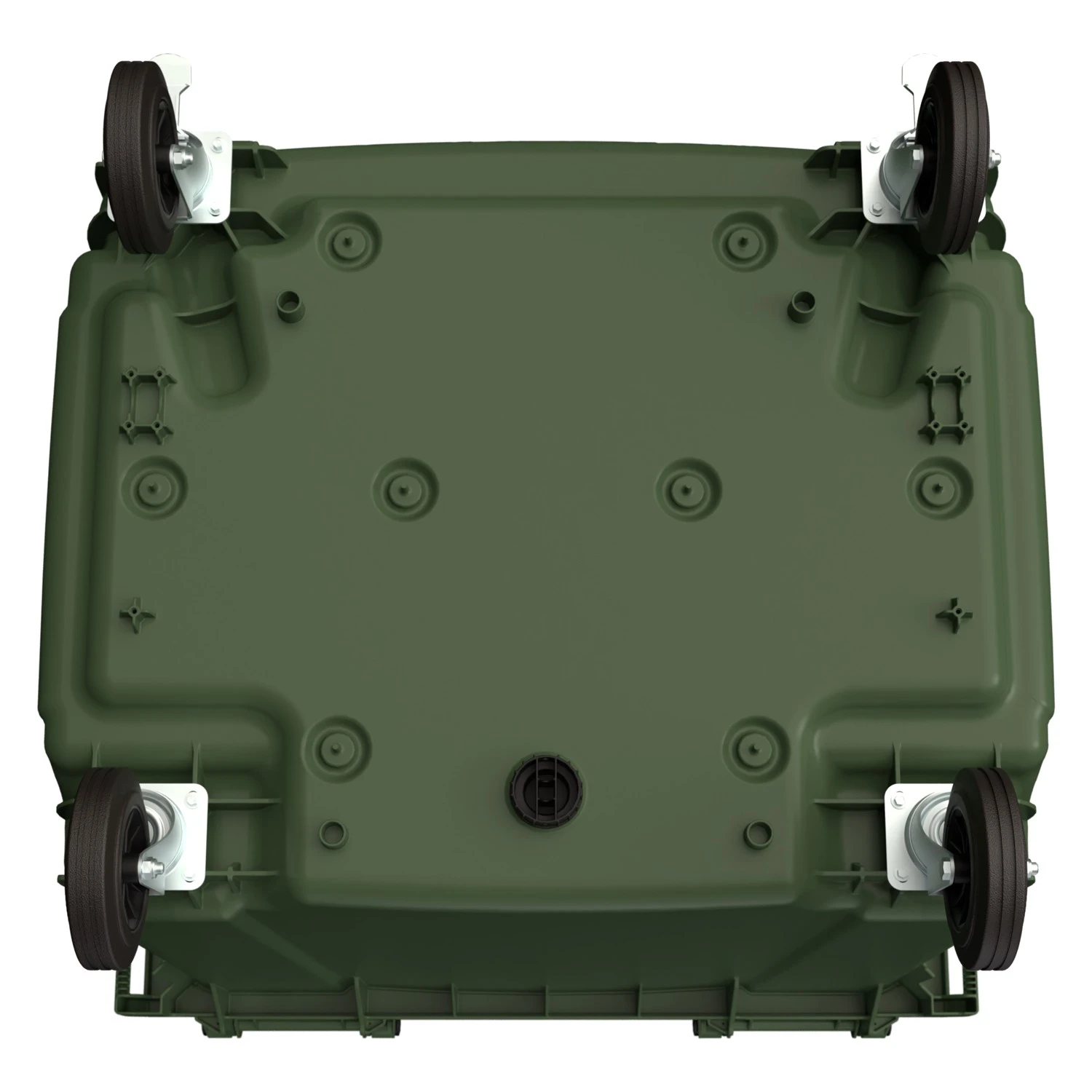 Мусорный контейнер 1100 л iPlast зелёный 4-колёсный с зелёной крышкой и тёмно-серой крышкой TwinLid 8-000000317