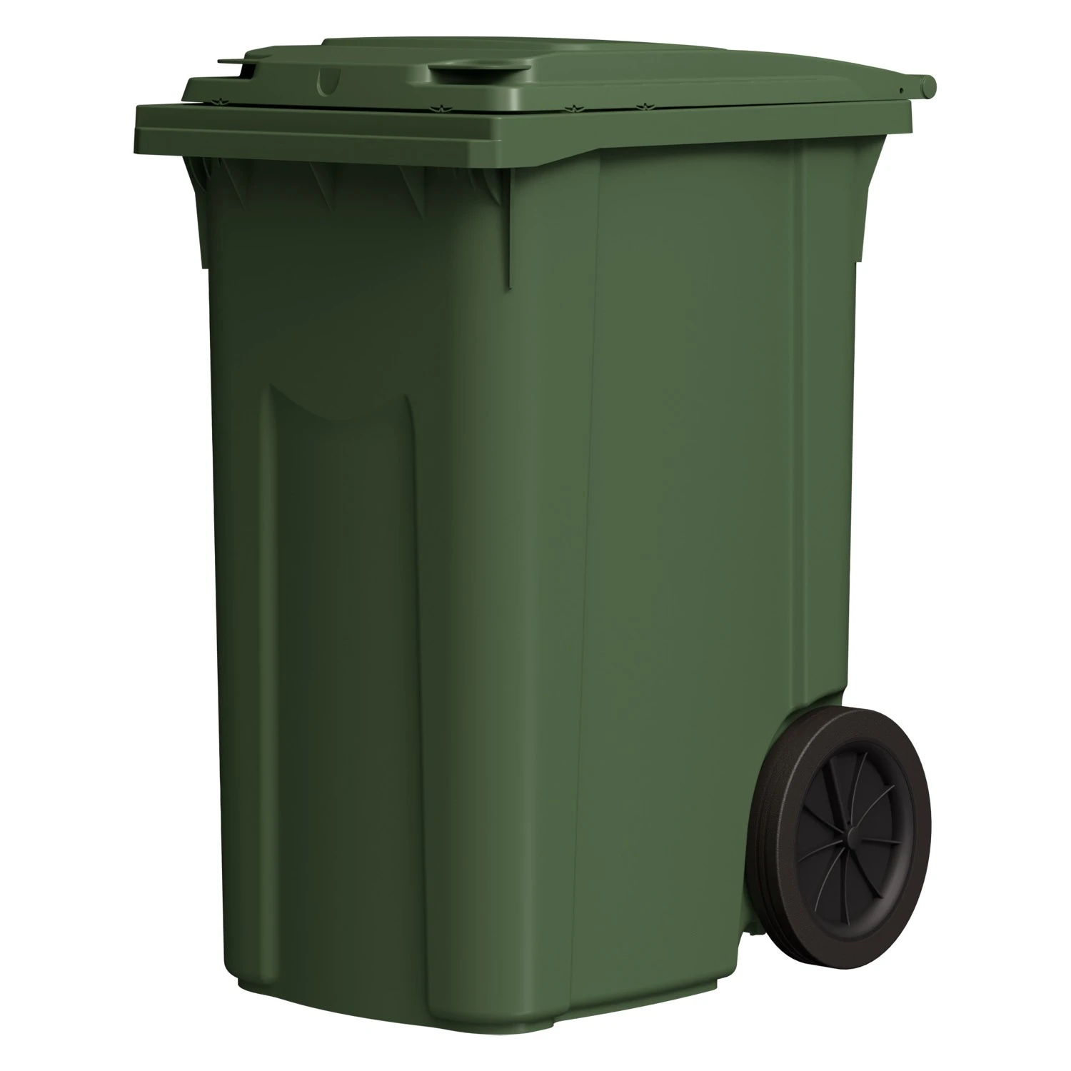 Мусорный контейнер 360 л iPlast зелёный 2-колёсный (д. 300 мм) с зелёной крышкой 8-000000334