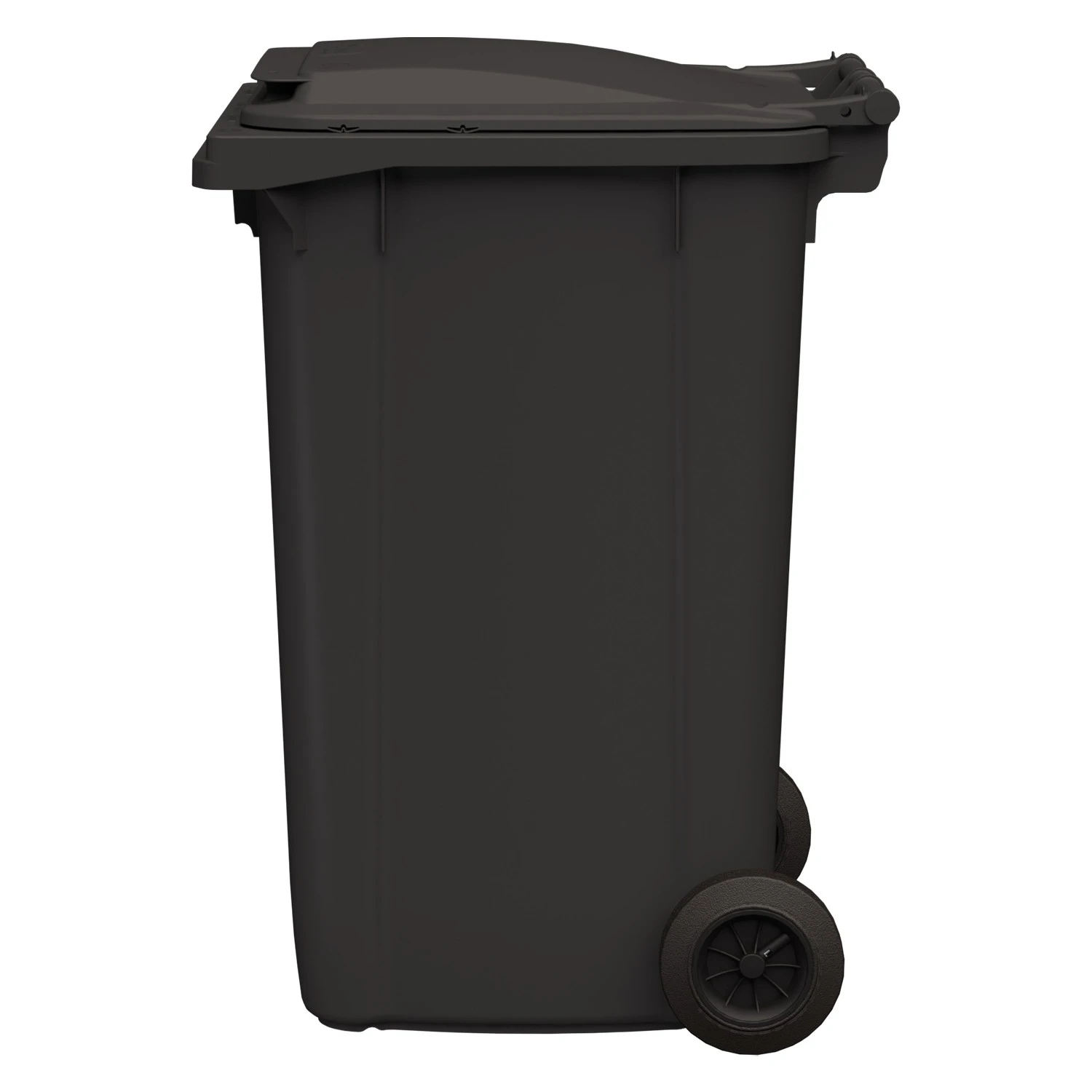 Мусорный контейнер 240 л iPlast тёмно-серый 2-колёсный (д. 200 мм) с тёмно-серой крышкой NEW (20.808) 8-000000026