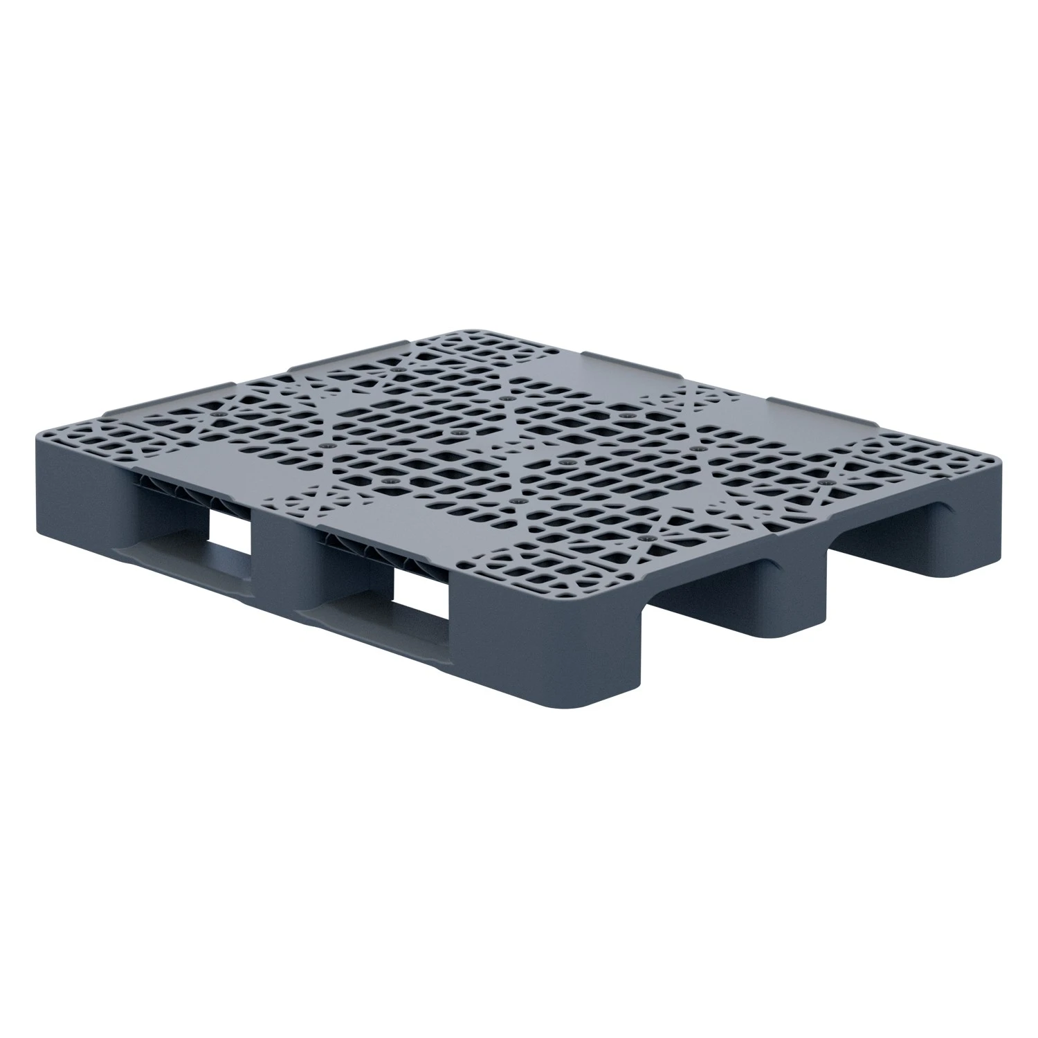 Пластиковый паллет 1200x1000x150 мм iPlast серый перфорированный на 2 полозьях с бортиком 8-000000344