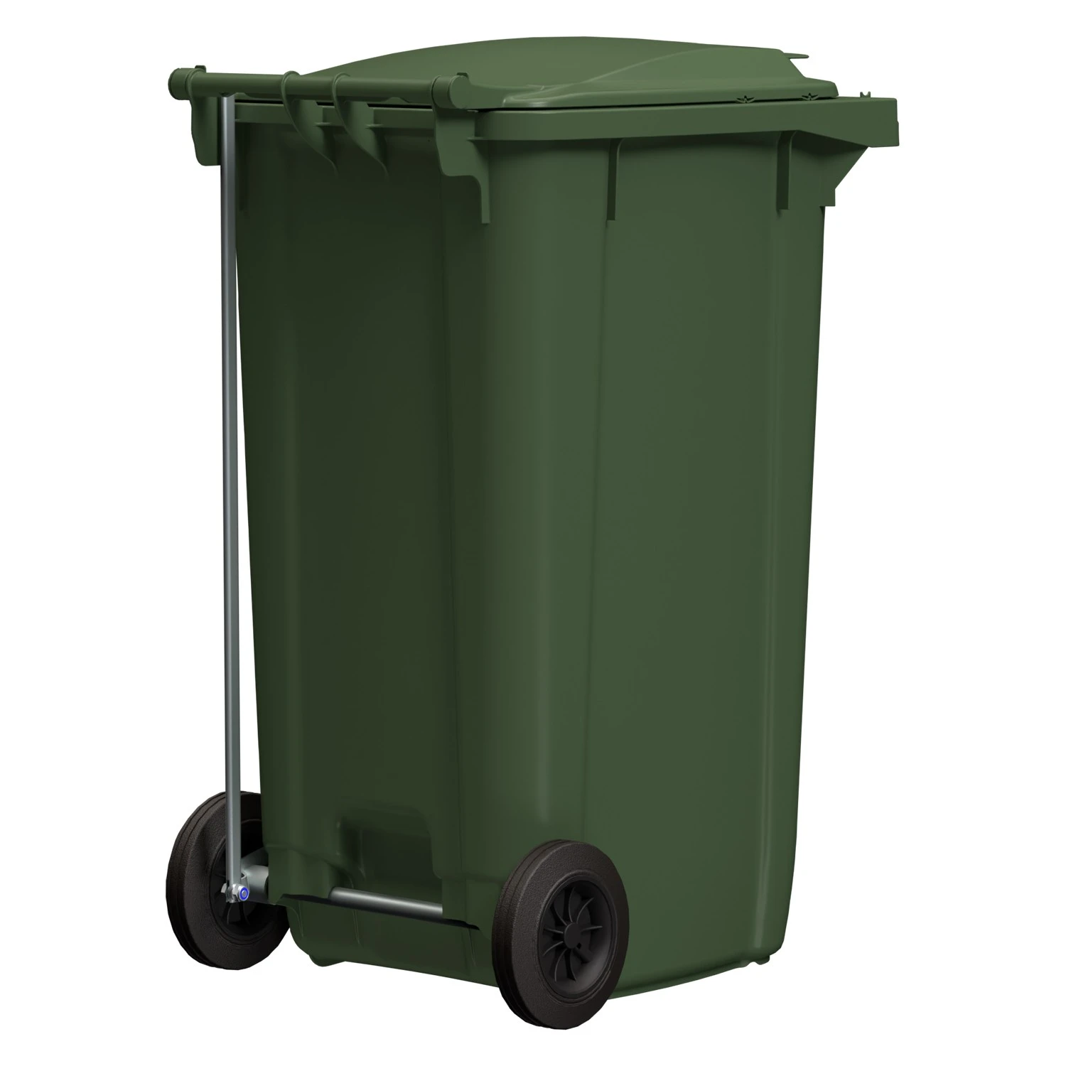 Мусорный контейнер 240 л iPlast зелёный 2-колёсный (д. 200 мм) с зелёной крышкой NEW (20.808) 8-000000027