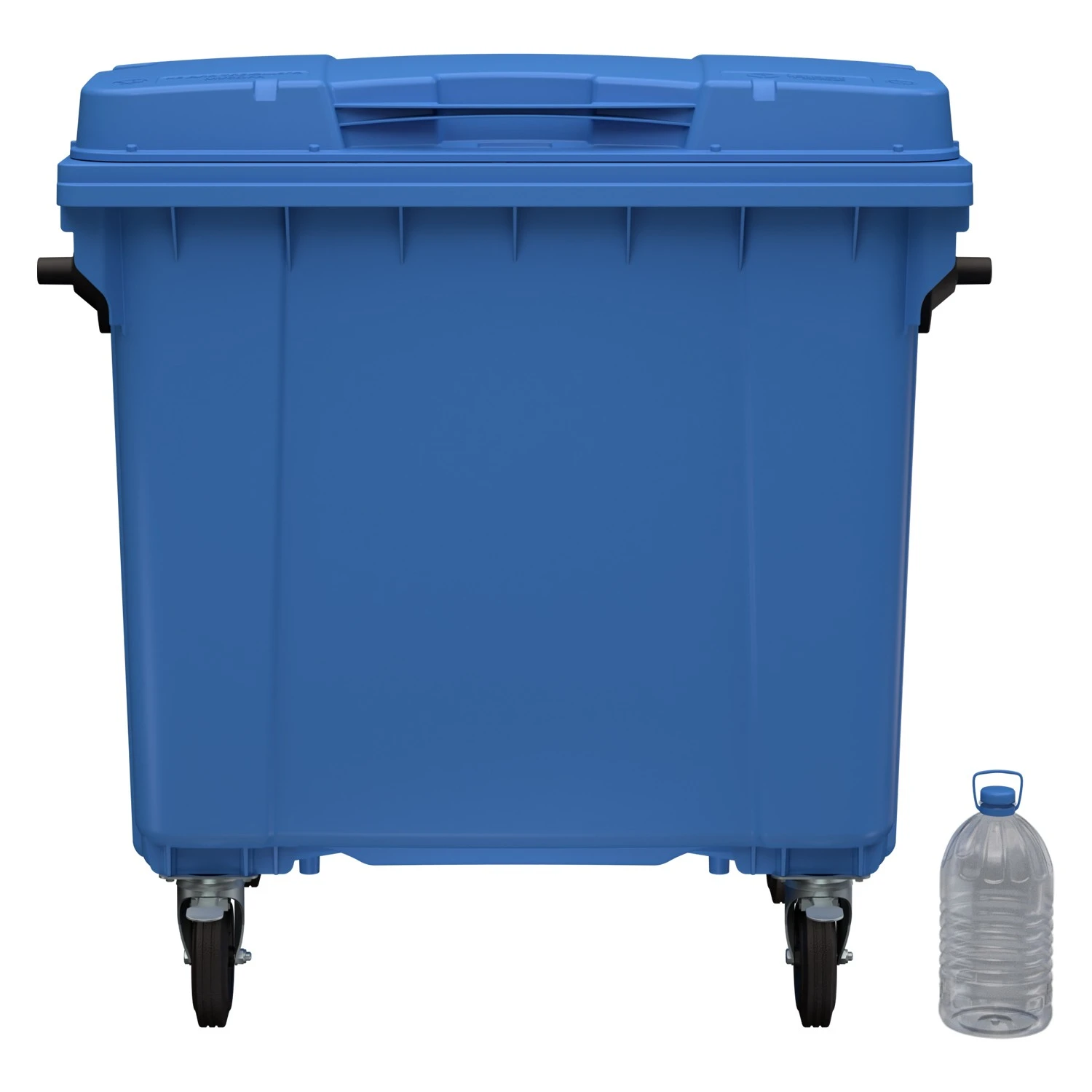 Мусорный контейнер 1100 л iPlast тёмно-голубой 4-колёсный с тёмно-голубой крышкой N1 (20.807.1) 8-000000014