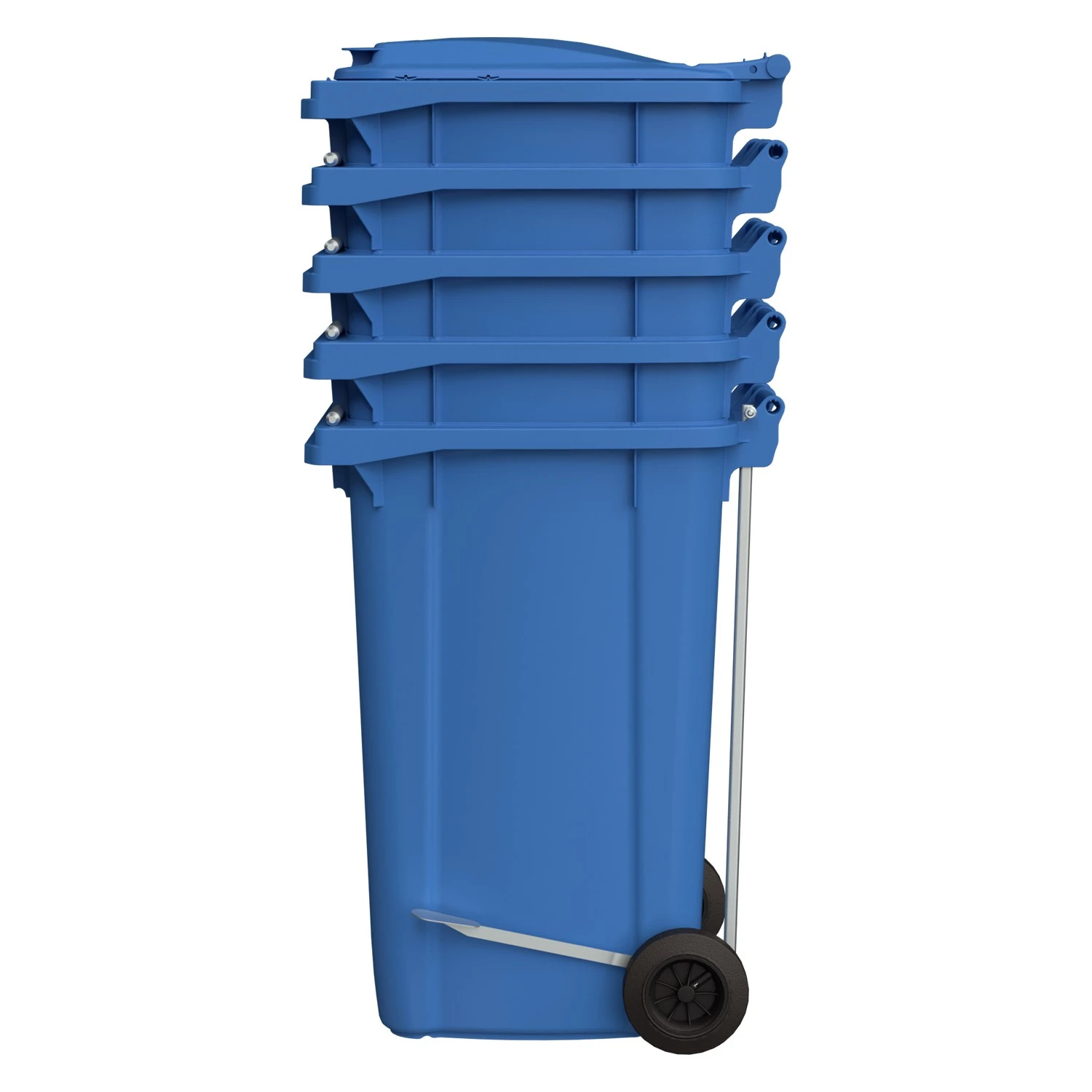 Мусорный контейнер 240 л iPlast тёмно-голубой 2-колёсный (д. 200 мм) с тёмно-голубой крышкой 8-000000028