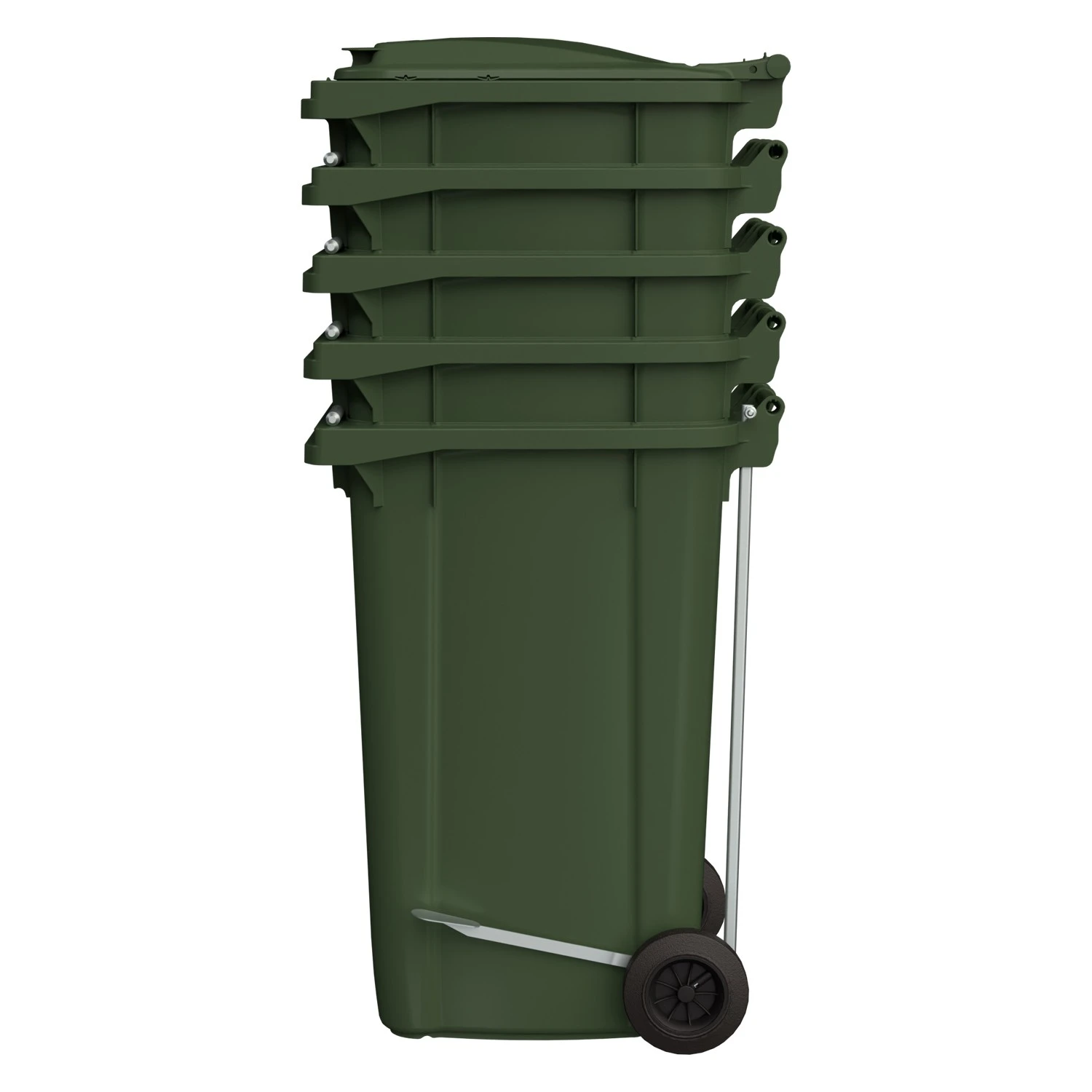 Мусорный контейнер 240 л iPlast зелёный 2-колёсный (д. 200 мм) с зелёной крышкой NEW (20.808) 8-000000027