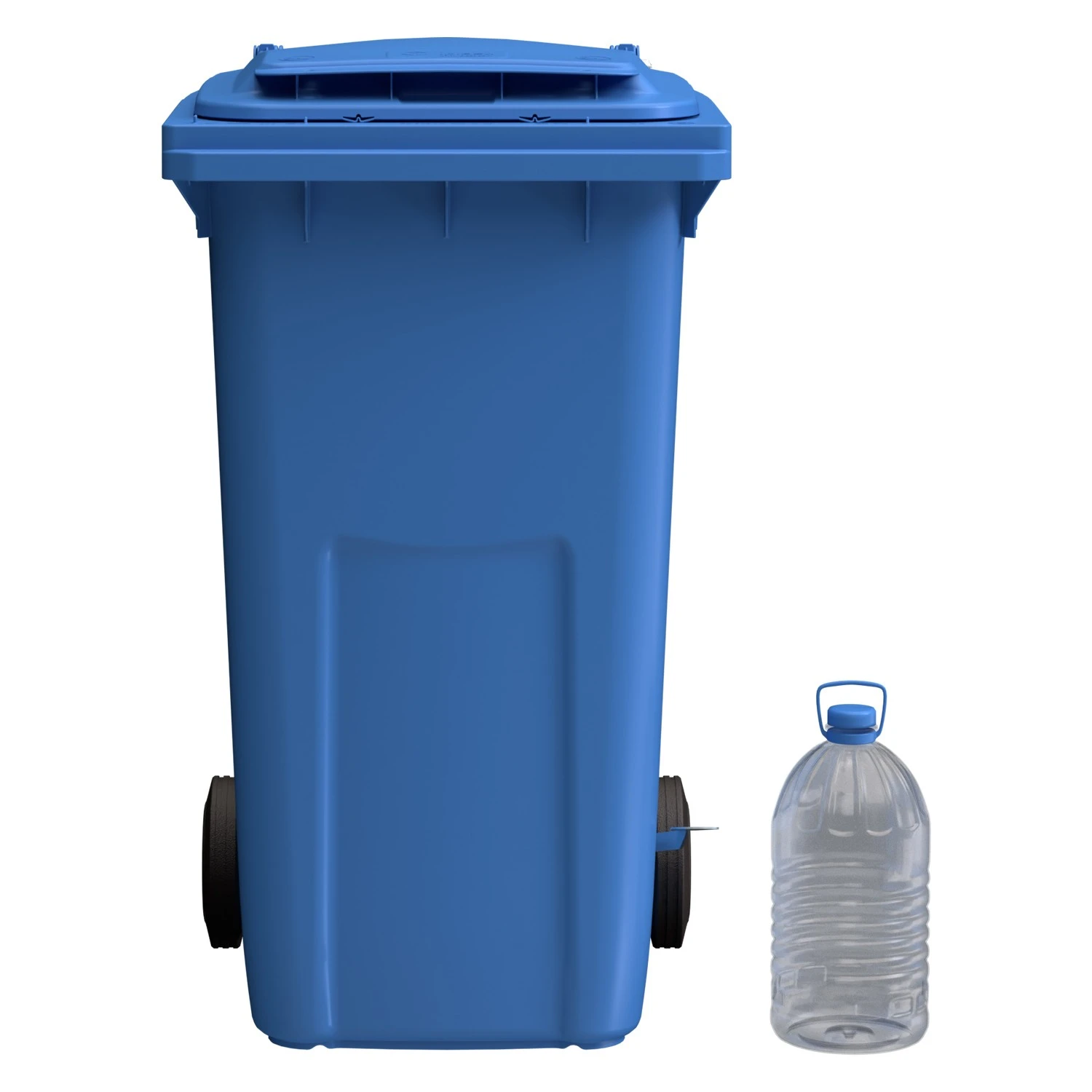 Мусорный контейнер 240 л iPlast тёмно-голубой 2-колёсный (д. 200 мм) с тёмно-голубой крышкой 8-000000028