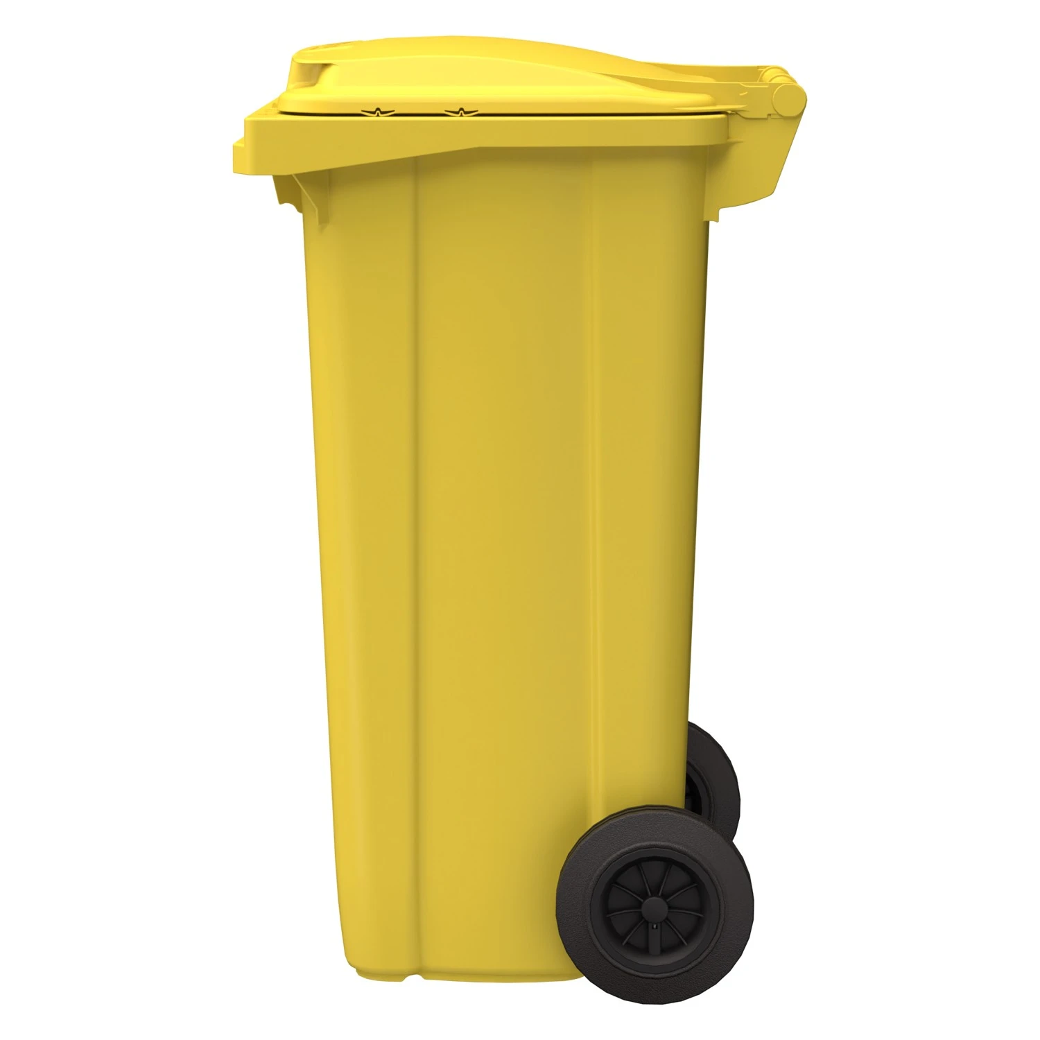 Мусорный контейнер 120 л iPlast жёлтый 2-колёсный (д. 200 мм) с жёлтой крышкой NEW (20.805) 8-000000036