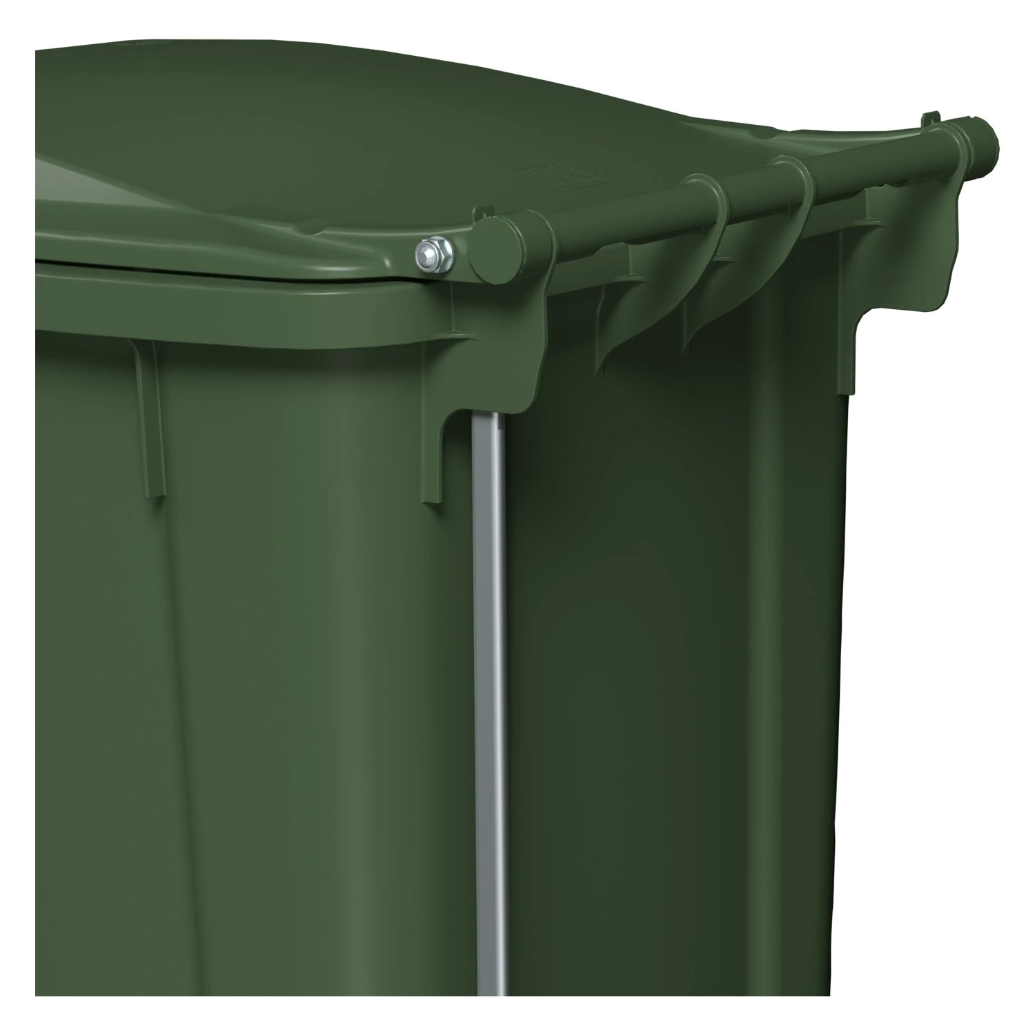 Мусорный контейнер 240 л iPlast зелёный 2-колёсный (д. 200 мм) с зелёной крышкой NEW (20.808) 8-000000027