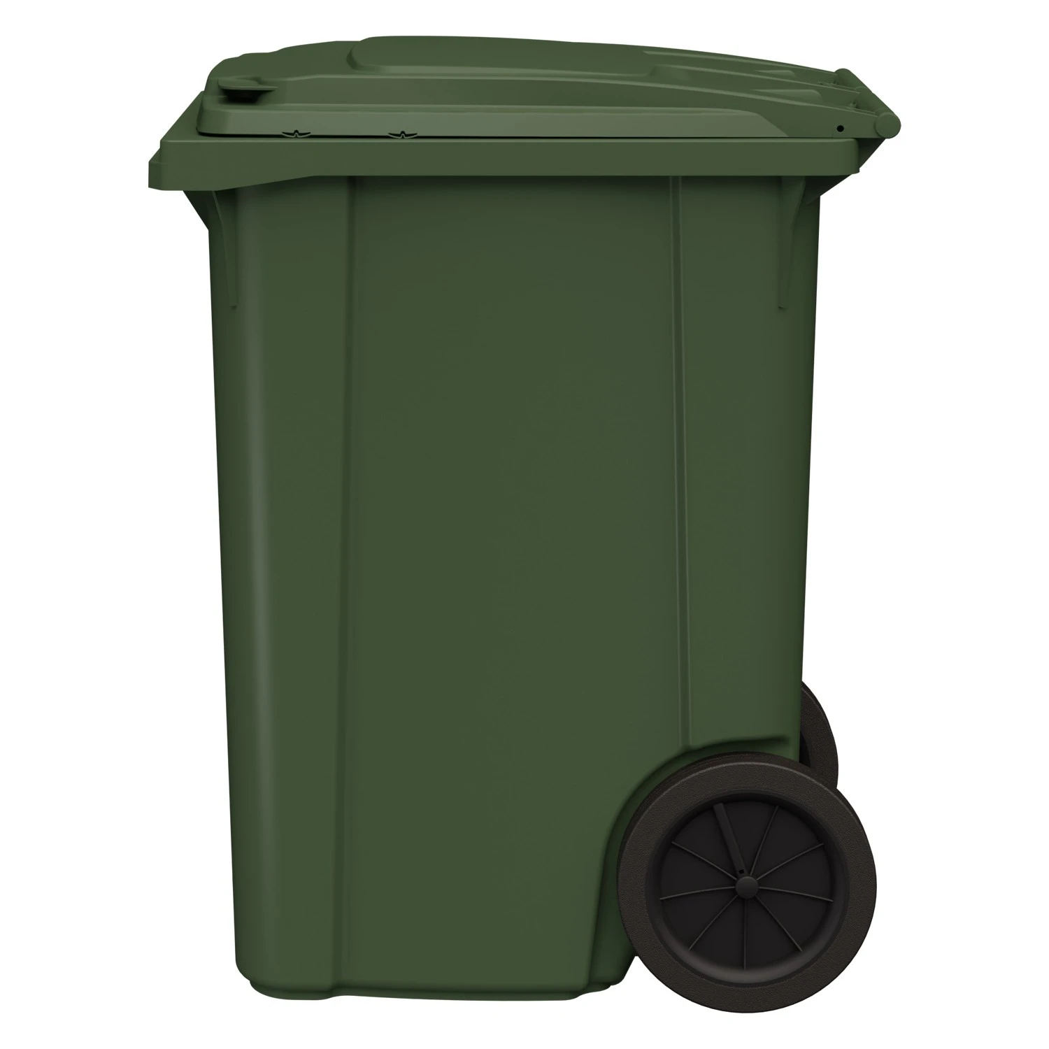 Мусорный контейнер 360 л iPlast зелёный 2-колёсный (д. 300 мм) с зелёной крышкой 8-000000334