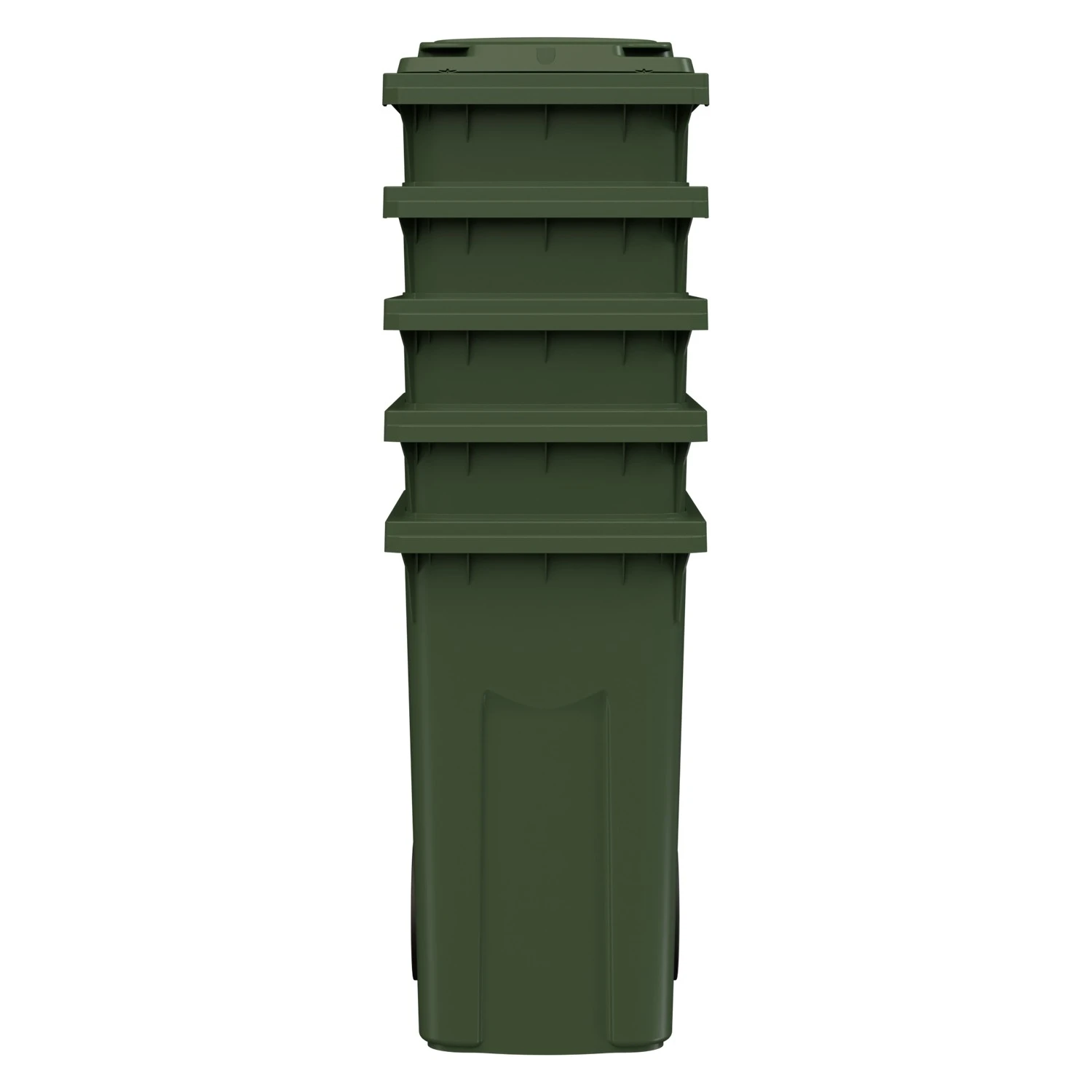 Мусорный контейнер 360 л iPlast зелёный 2-колёсный (д. 300 мм) с зелёной крышкой 8-000000334
