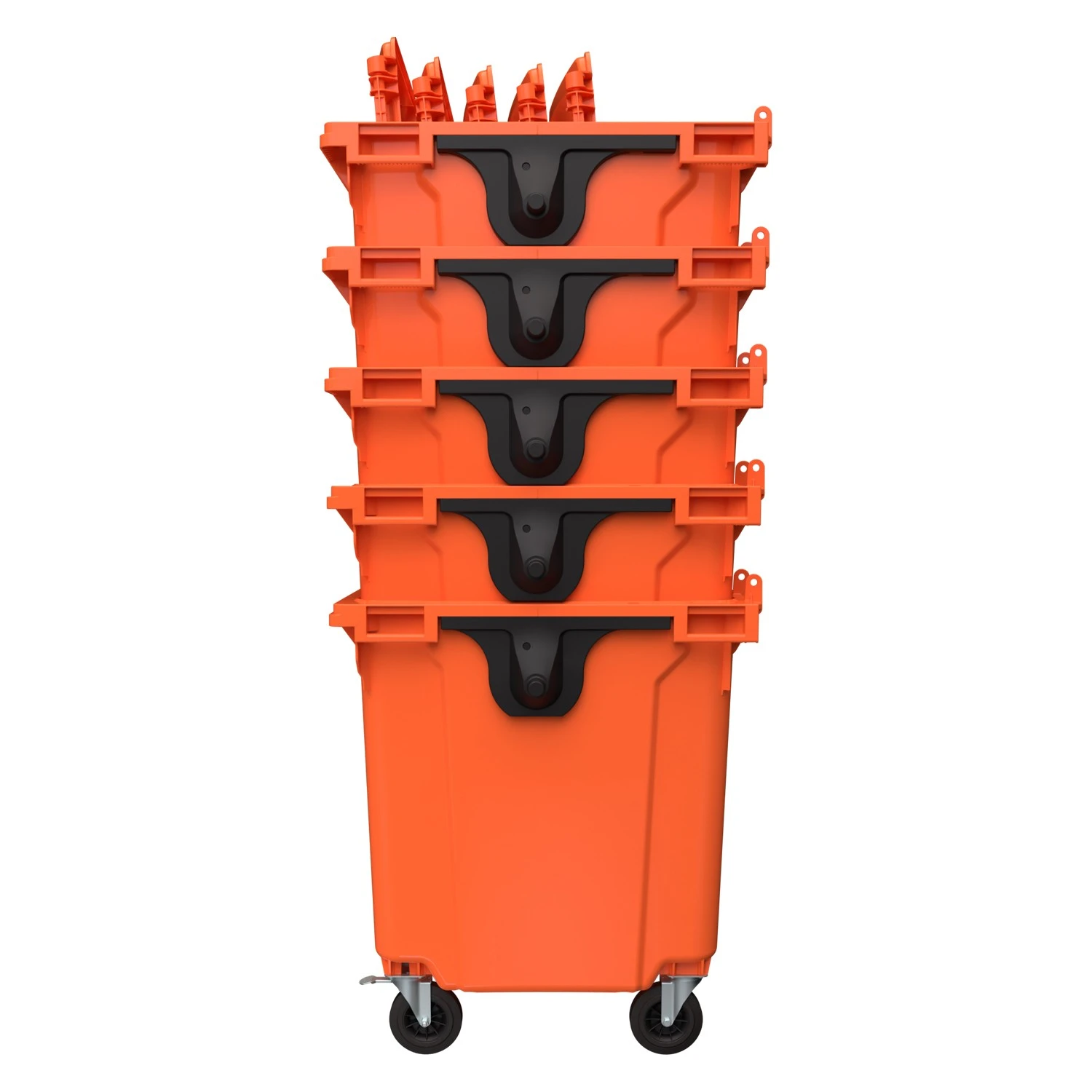 Мусорный контейнер 1100 л iPlast оранжевый 4-колёсный с оранжевой крышкой N1 (20.807.1) 8-000000015