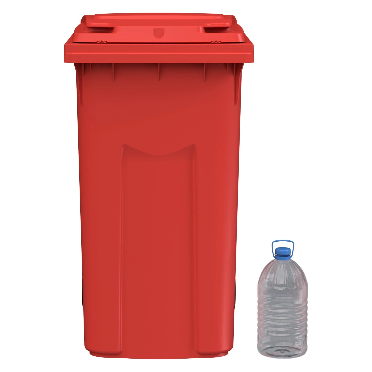 Мусорный контейнер 360 л iPlast красный 2-колёсный (д. 200 мм) с красной крышкой 8-000000335