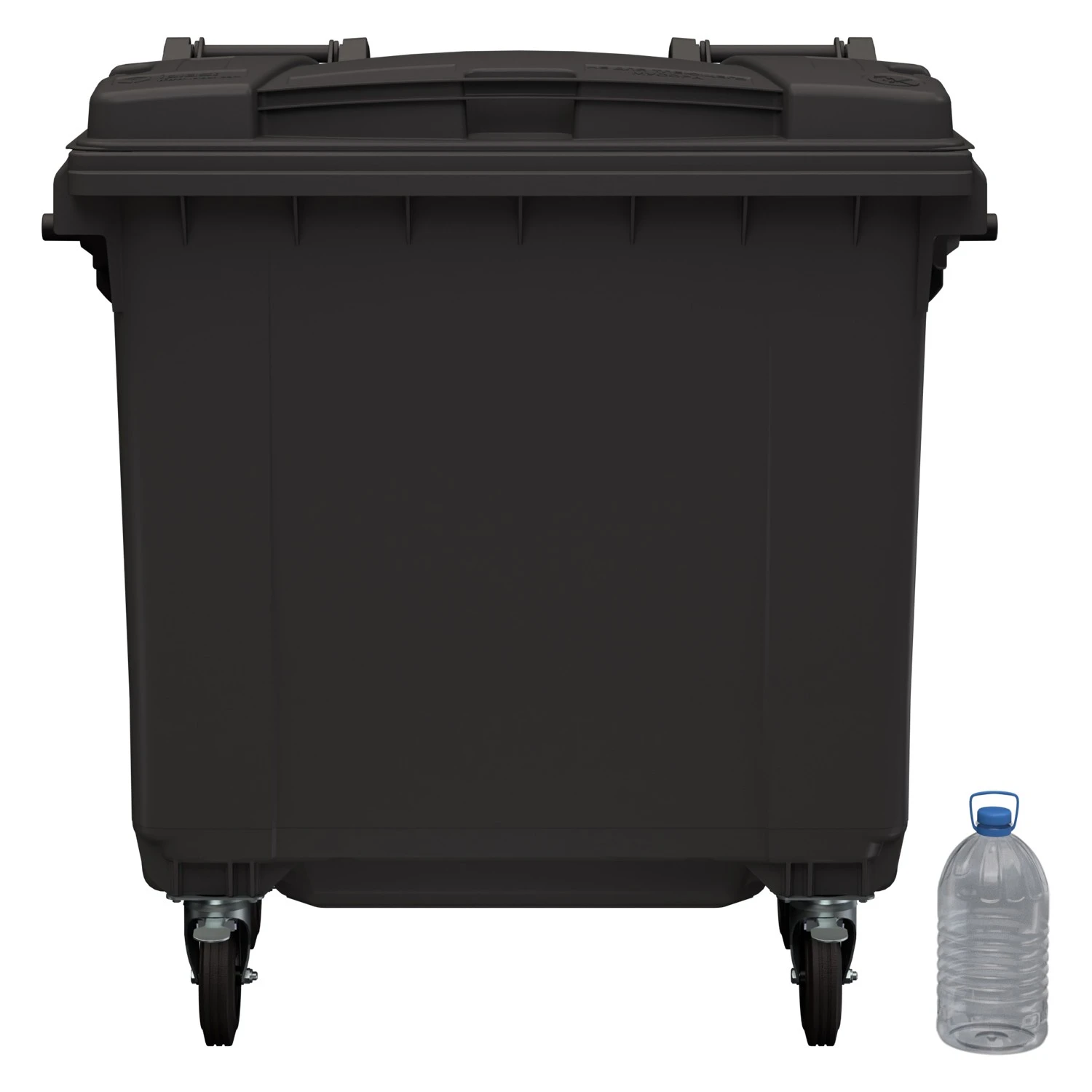 Мусорный контейнер 770 л iPlast тёмно-серый 4-колёсный с тёмно-серой крышкой 8-000000017