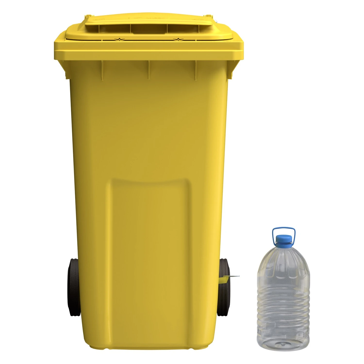 Мусорный контейнер 240 л iPlast жёлтый 2-колёсный (д. 200 мм) с жёлтой крышкой NEW (20.808) 8-000000030