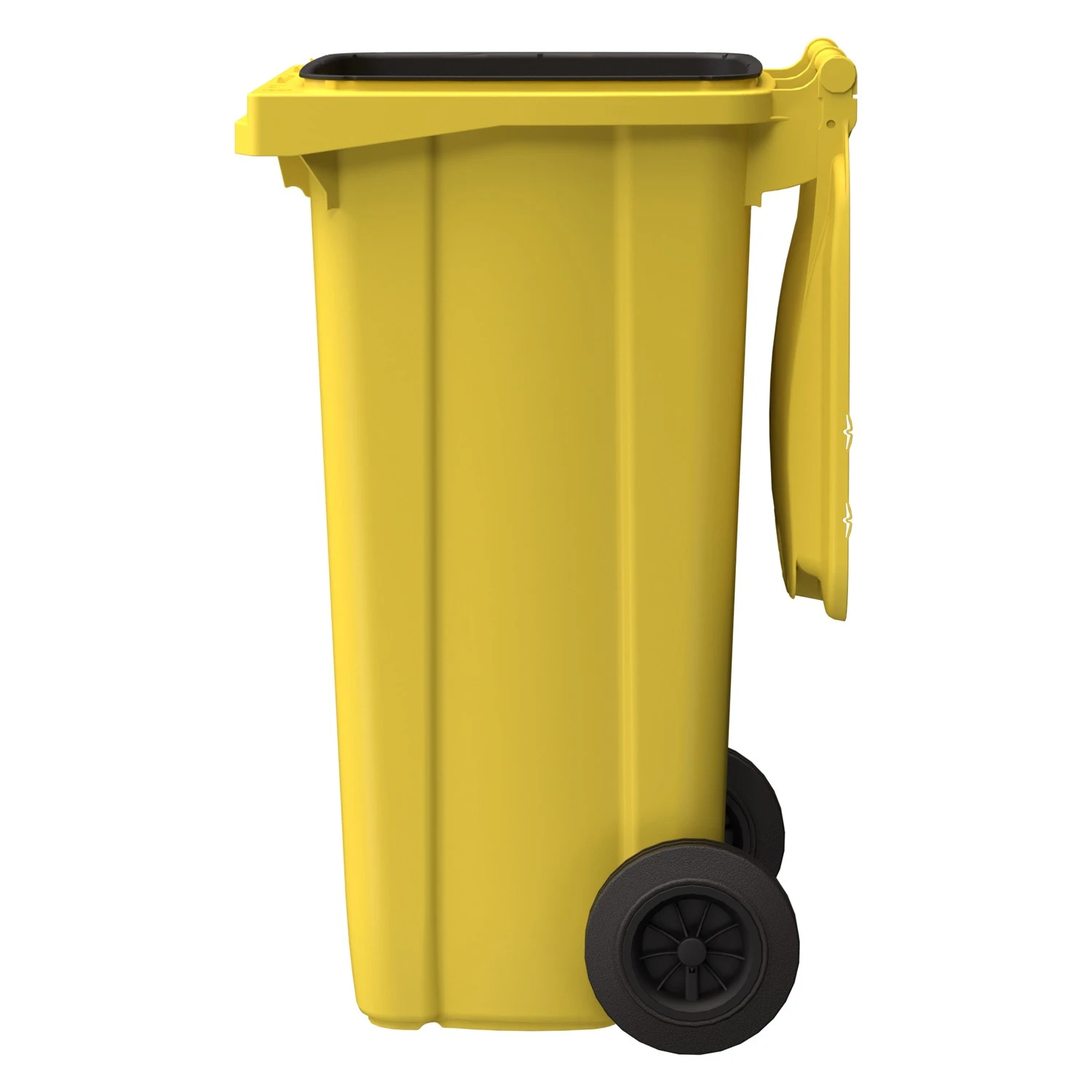 Мусорный контейнер 120 л iPlast жёлтый 2-колёсный (д. 200 мм) с жёлтой крышкой NEW (20.805) 8-000000036