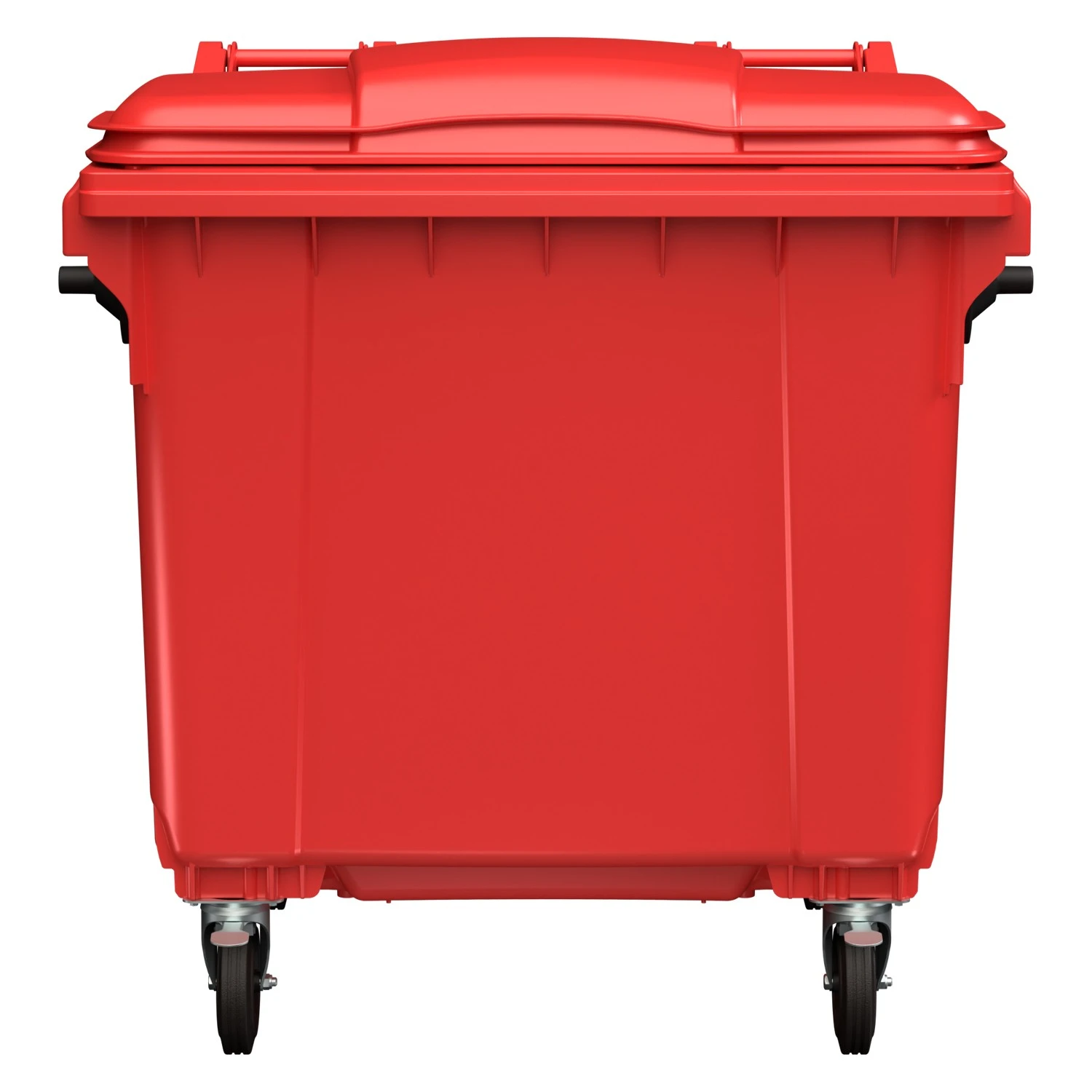 Мусорный контейнер 1100 л iPlast красный 4-колёсный с красной крышкой, без педали 8-000000324