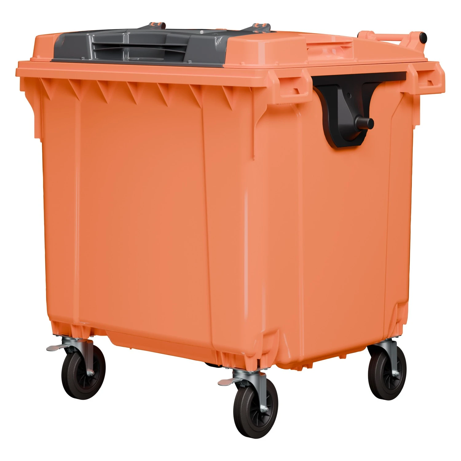 Мусорный контейнер 1100 л iPlast оранжевый 4-колёсный с оранжевой крышкой TwinLid 8-000000329