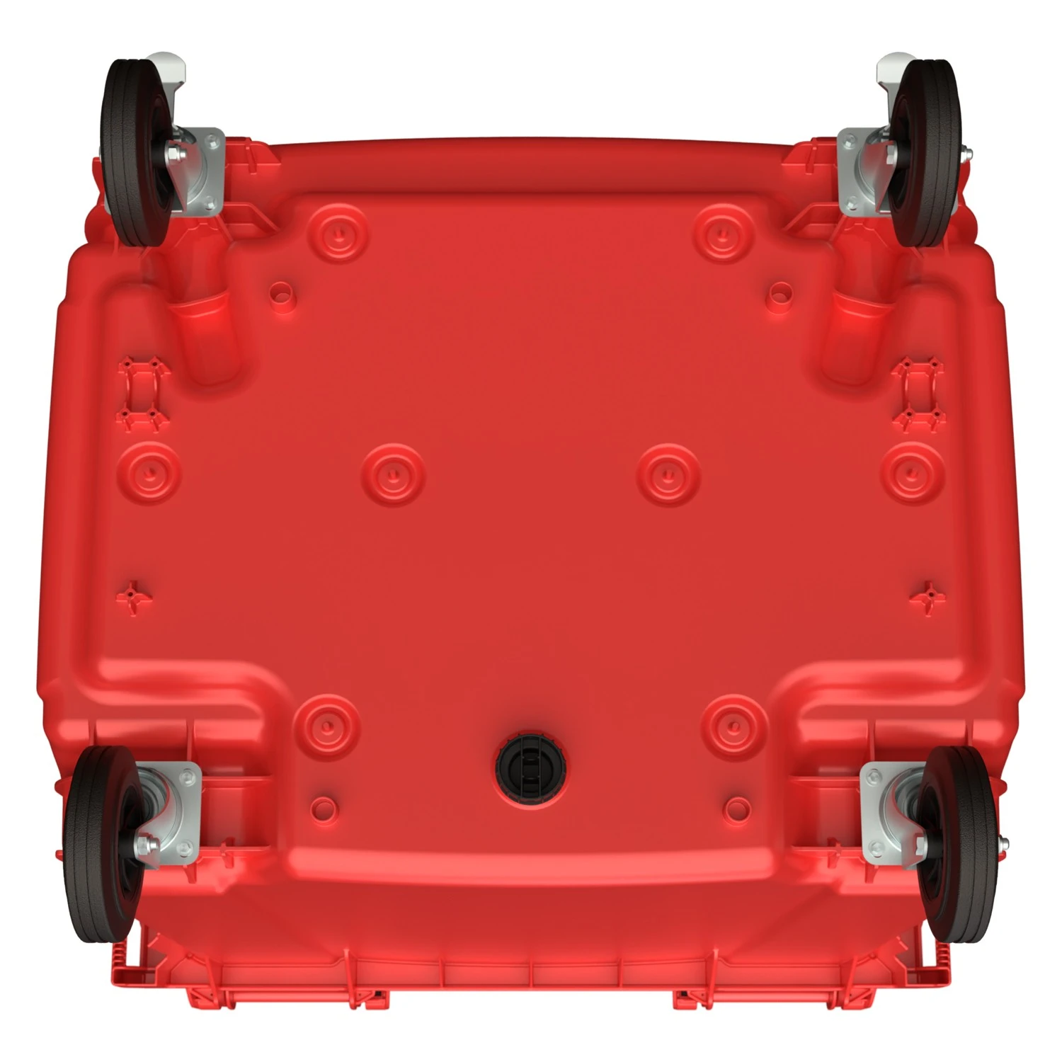 Мусорный контейнер 1100 л iPlast красный 4-колёсный с красной крышкой, без педали 8-000000324