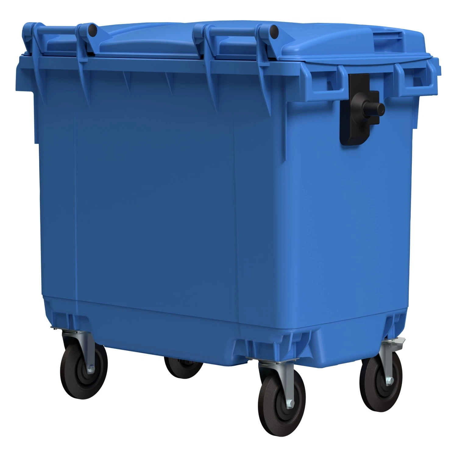 Мусорный контейнер 660 л iPlast тёмно-голубой 4-колёсный с тёмно-голубой крышкой 8-000000022