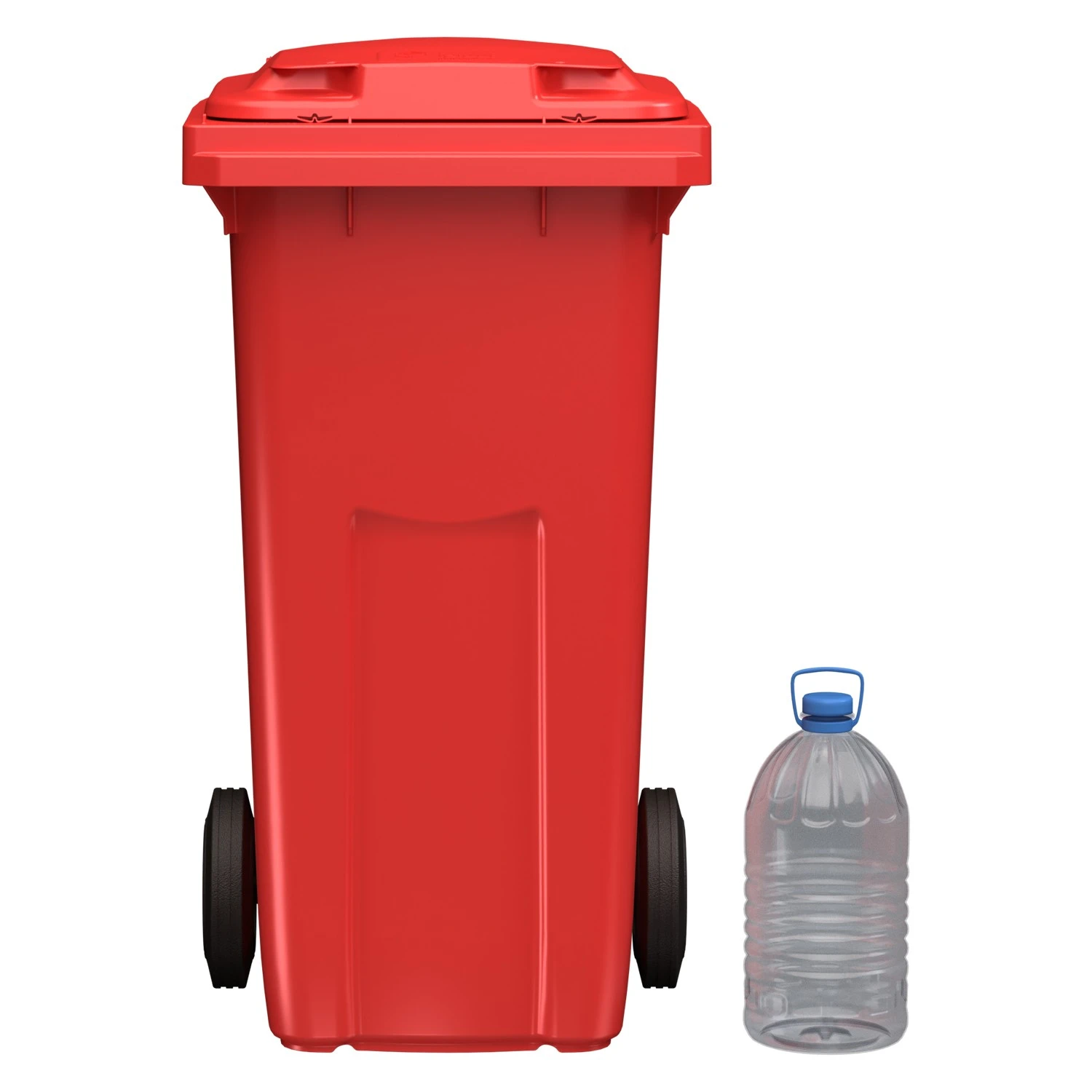Мусорный контейнер 120 л iPlast красный 2-колёсный (д. 200 мм) с красной крышкой NEW (20.805) 8-000000034