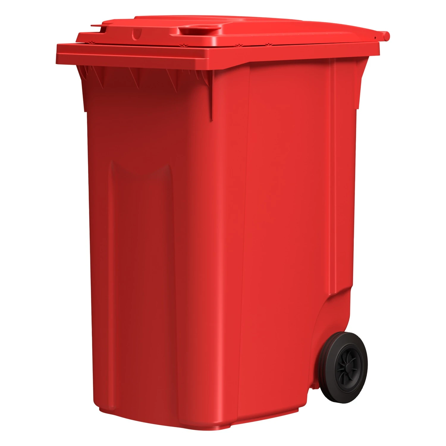 Мусорный контейнер 360 л iPlast красный 2-колёсный (д. 200 мм) с красной крышкой 8-000000335