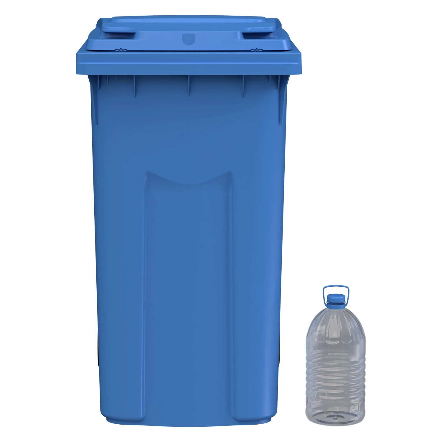 Мусорный контейнер 360 л iPlast тёмно-голубой 2-колёсный (д. 200 мм) с тёмно-голубой крышкой 8-000000025