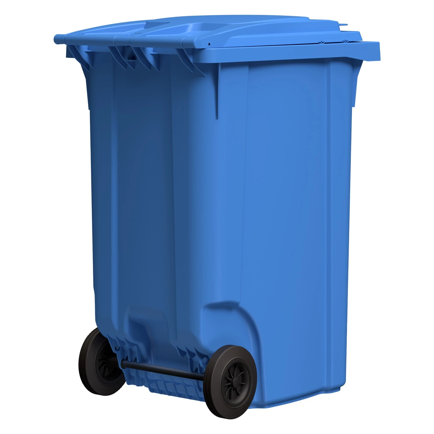 Мусорный контейнер 360 л iPlast тёмно-голубой 2-колёсный (д. 200 мм) с тёмно-голубой крышкой 8-000000025