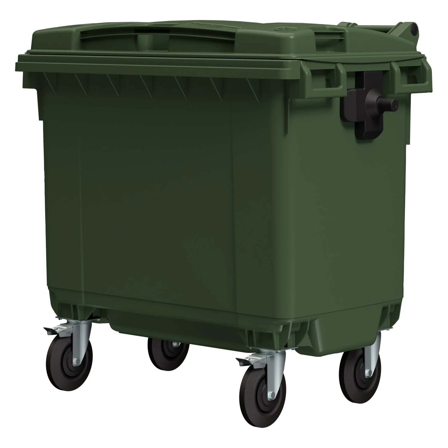 Мусорный контейнер 660 л iPlast зелёный 4-колёсный с зелёной крышкой 8-000000021