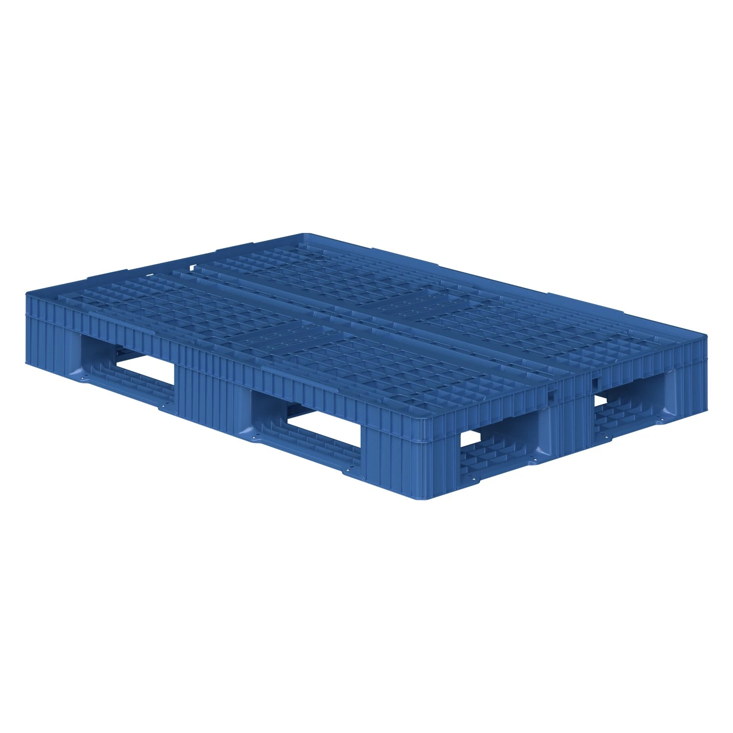 Пластиковый паллет 1210x810x150 мм iPlast голубой перфорированный на 6 полозьях с бортиком 8-000000245