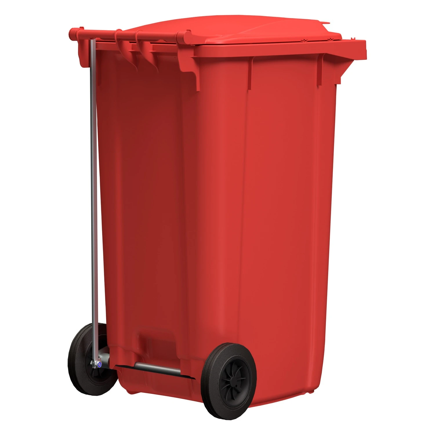 Мусорный контейнер 240 л iPlast красный 2-колёсный (д. 200 мм) с красной крышкой NEW (20.808) 8-000000029