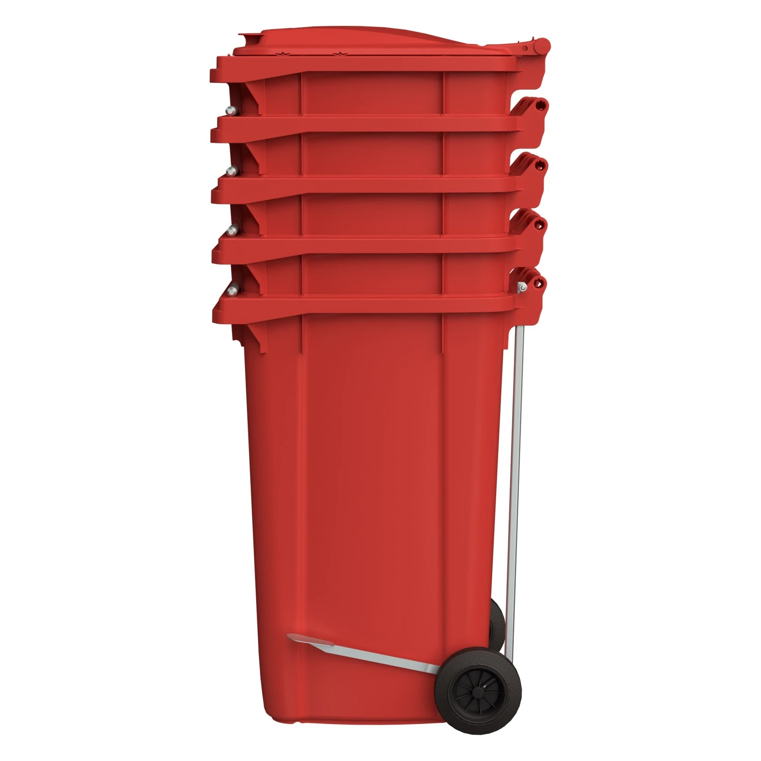 Мусорный контейнер 240 л iPlast красный 2-колёсный (д. 200 мм) с красной крышкой NEW (20.808) 8-000000029