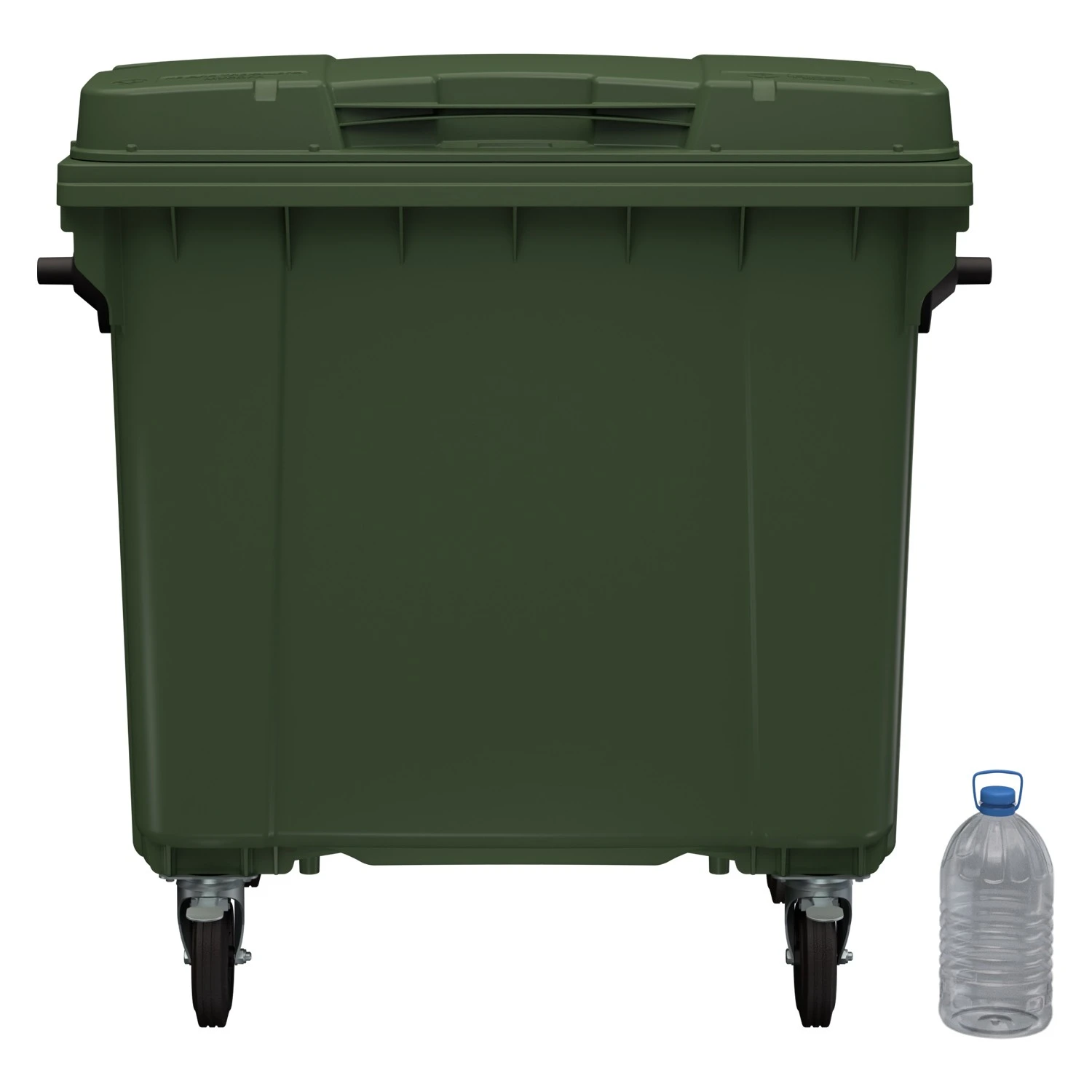 Мусорный контейнер 1100 л iPlast зелёный 4-колёсный с зелёной крышкой N1 (20.807.1) 8-000000013