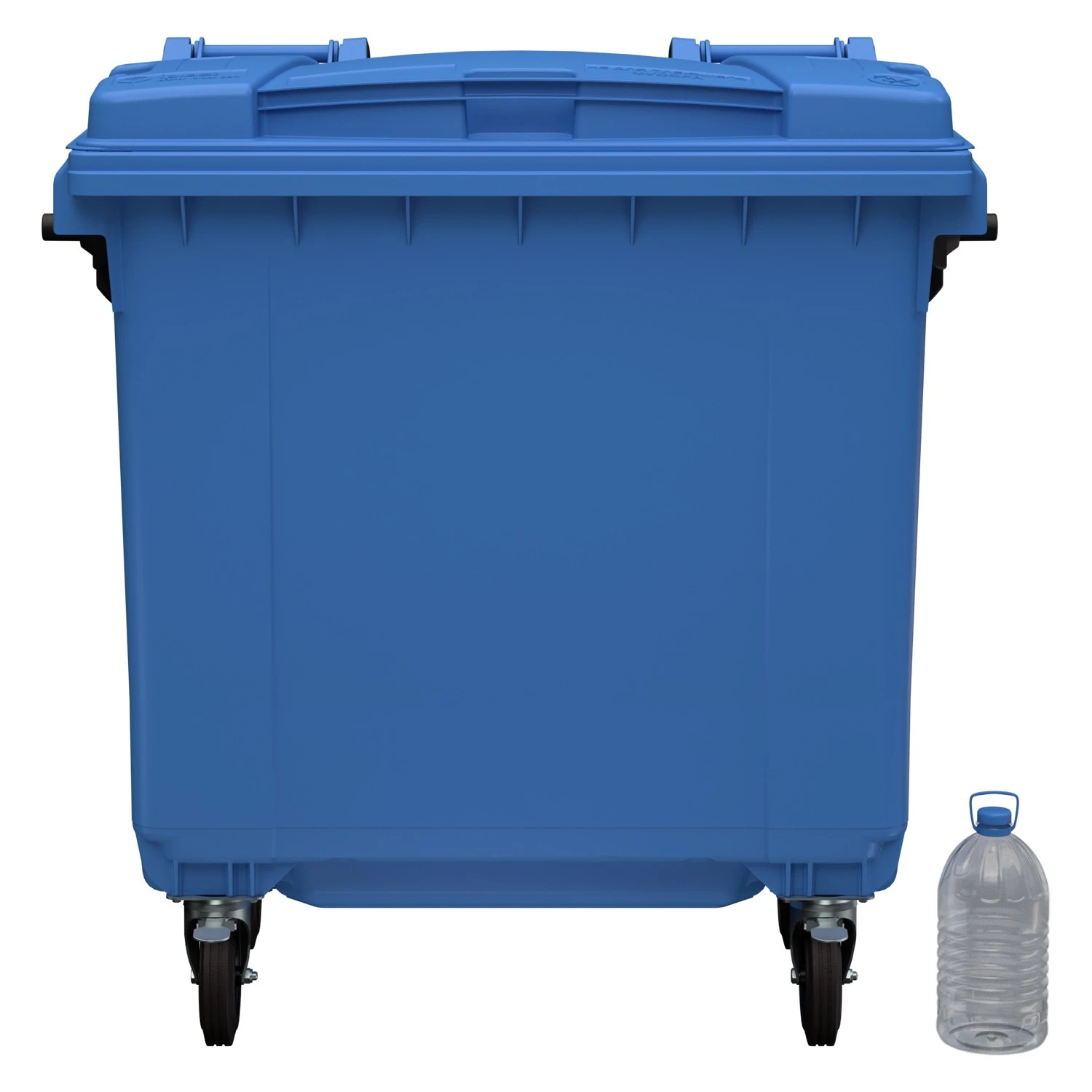 Мусорный контейнер 770 л iPlast тёмно-голубой 4-колёсный с тёмно-голубой крышкой 8-000000019