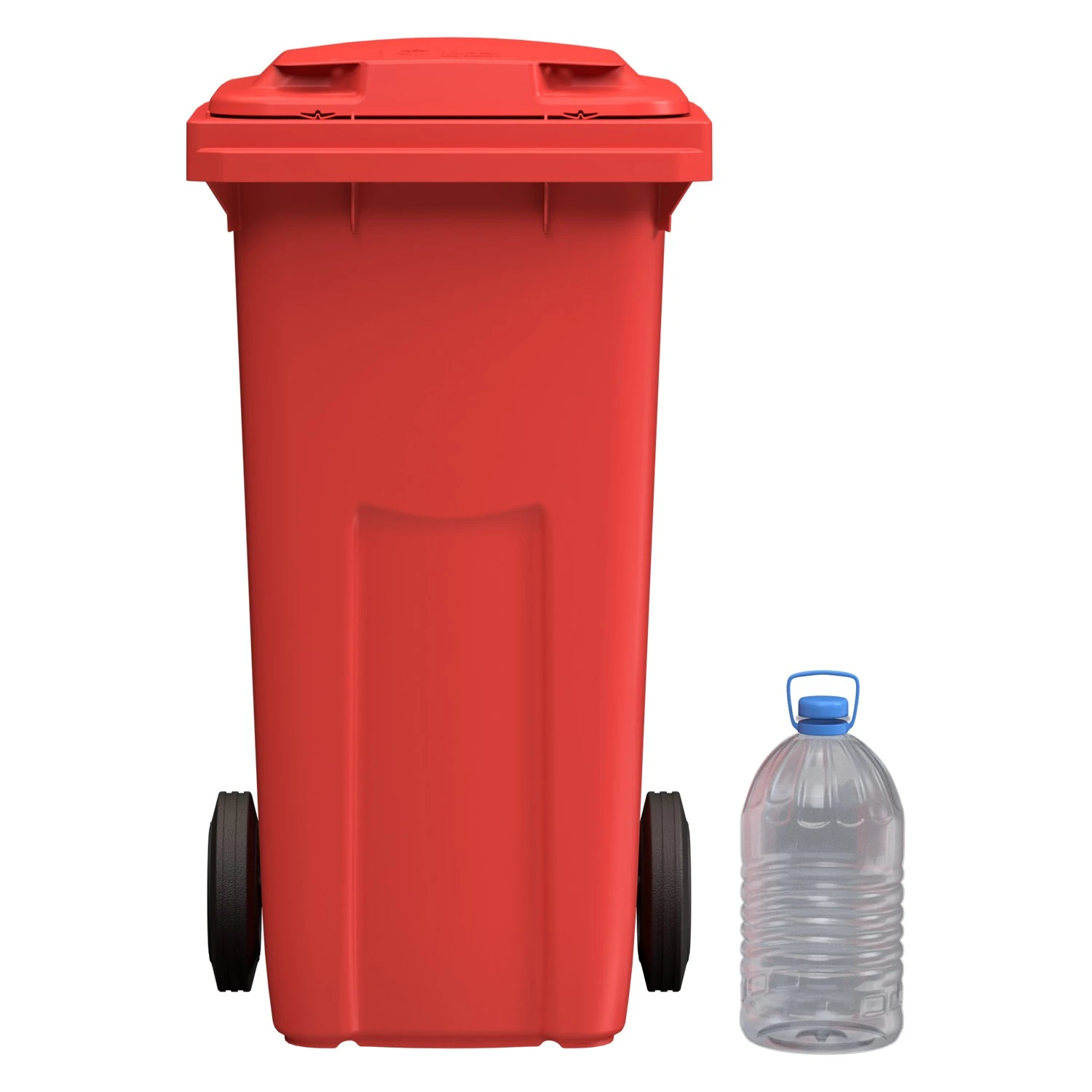 Мусорный контейнер 120 л iPlast красный 2-колёсный (д. 200 мм) с красной крышкой NEW (20.805) 8-000000034