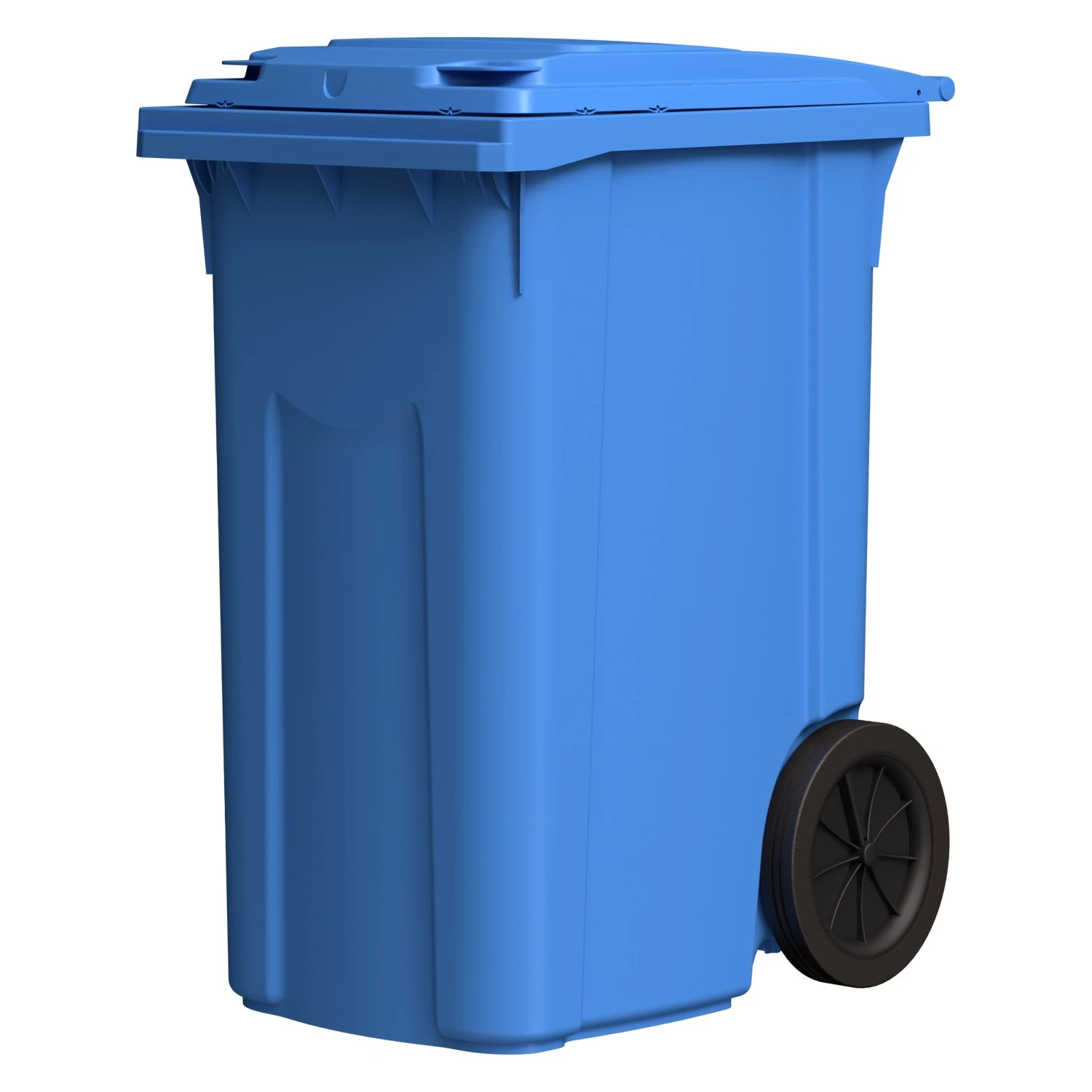 Мусорный контейнер 360 л iPlast тёмно-голубой 2-колёсный (д. 300 мм) с тёмно-голубой крышкой 8-000000336