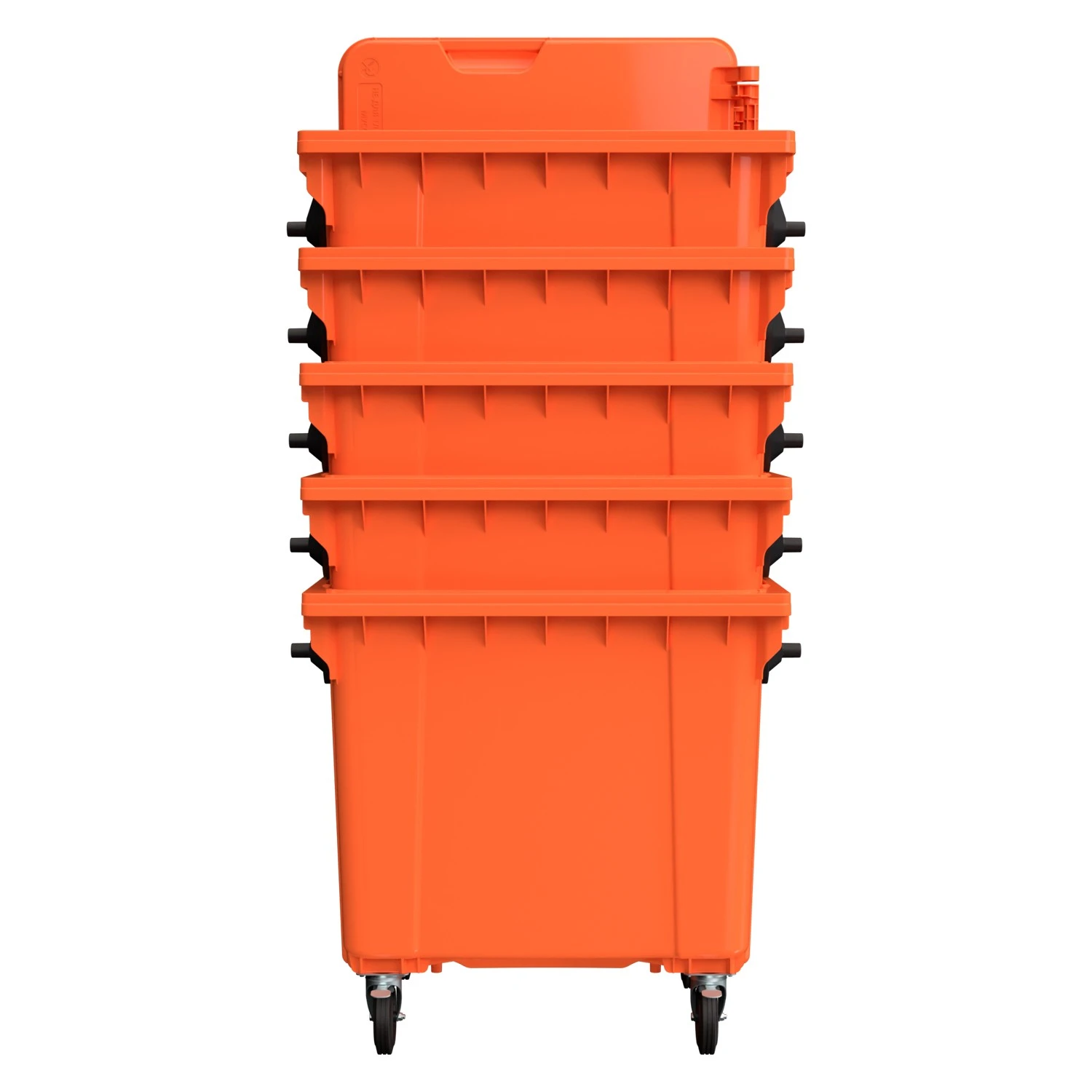 Мусорный контейнер 1100 л iPlast оранжевый 4-колёсный с оранжевой крышкой N1 (20.807.1) 8-000000015
