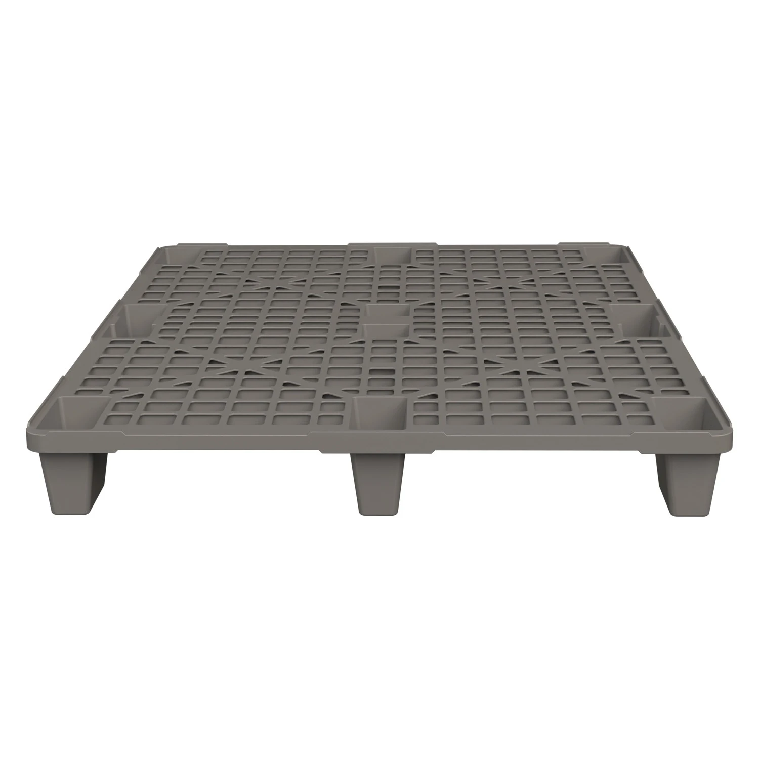 Пластиковый паллет 1200x1000x135 мм iPlast серый перфорированный на ножках с бортиком 8-000000341