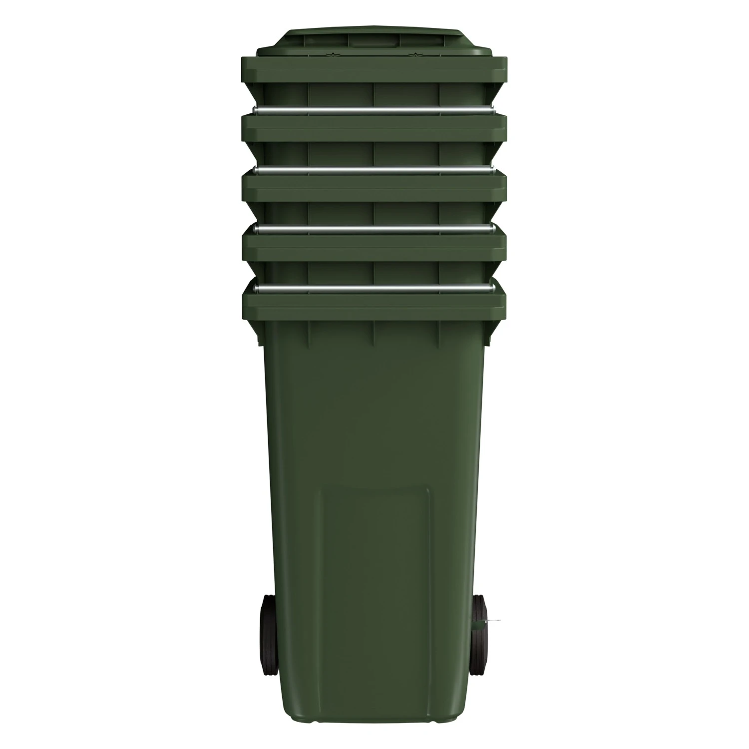 Мусорный контейнер 240 л iPlast зелёный 2-колёсный (д. 200 мм) с зелёной крышкой NEW (20.808) 8-000000027