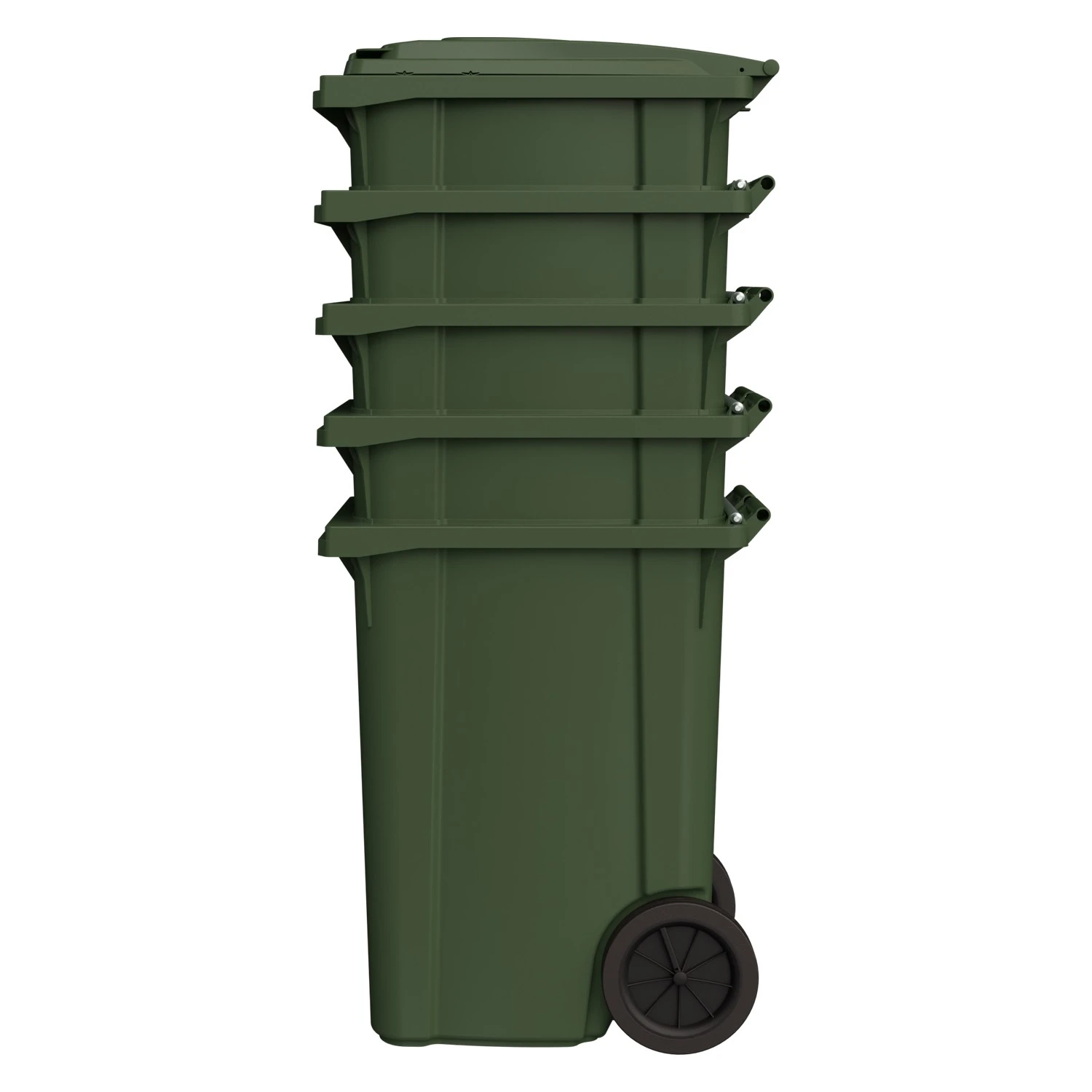 Мусорный контейнер 360 л iPlast зелёный 2-колёсный (д. 300 мм) с зелёной крышкой 8-000000334