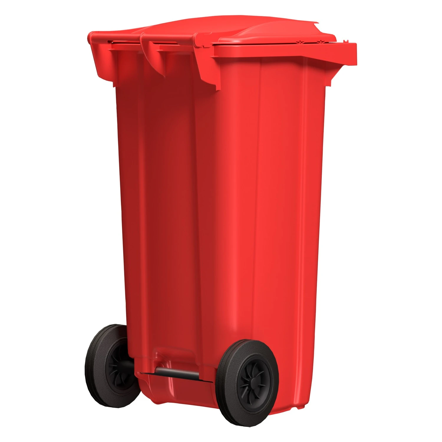 Мусорный контейнер 120 л iPlast красный 2-колёсный (д. 200 мм) с красной крышкой NEW (20.805) 8-000000034